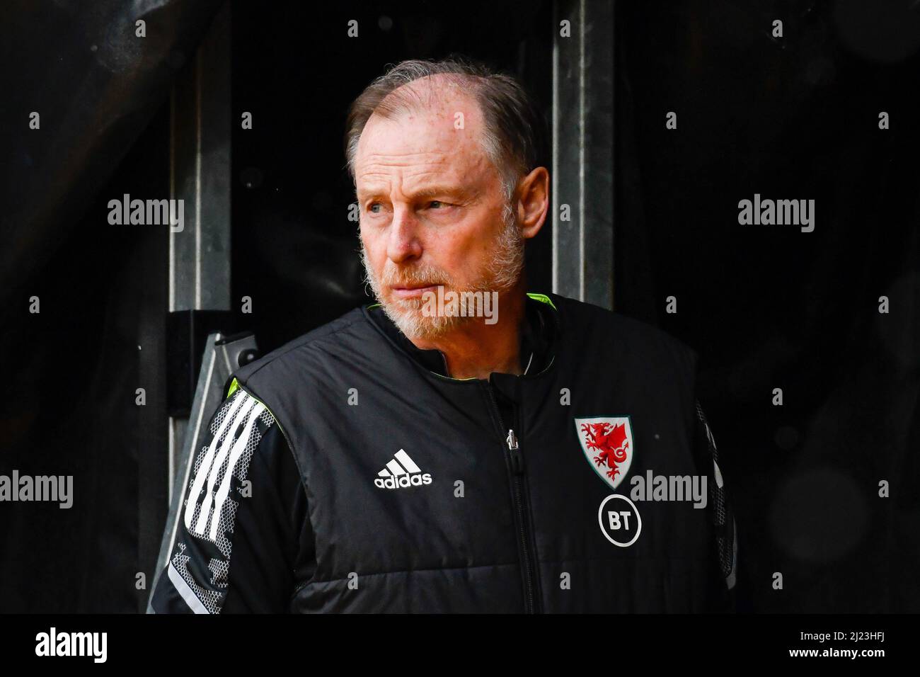 Newport, Wales. 29. März 2022. Wales U21 Cheftrainer Paul Bodin vor dem UEFA-Spiel der U-21-Europameisterschaft Qualifier Group E zwischen Wales U21 und Bulgarien U21 bei der Rodney Parade in Newport, Wales, Großbritannien, am 29. März 2022. Quelle: Duncan Thomas/Majestic Media. Stockfoto