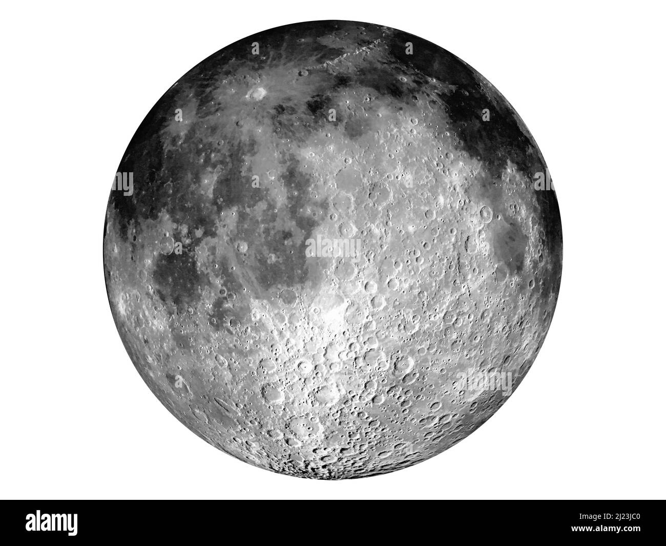 Der Vollmond der Erde vor einem weißen Hintergrund Stockfoto