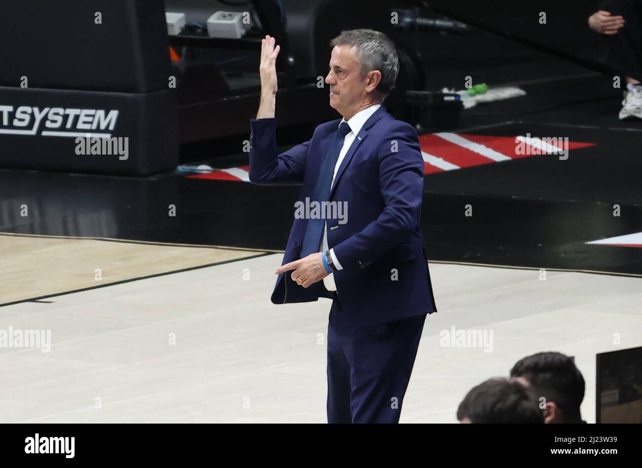 Bologna , Italien, 29/03/2022, Porfirio Fisac (Herbalife CB Gran Canaria) während des Eurocup-Turniermatches Segafredo Virtus Bologna vs. BC Gran Canaria in der Segafredo Arena - Bologna, 29. März 2022 - Foto: Michele Nucci Stockfoto