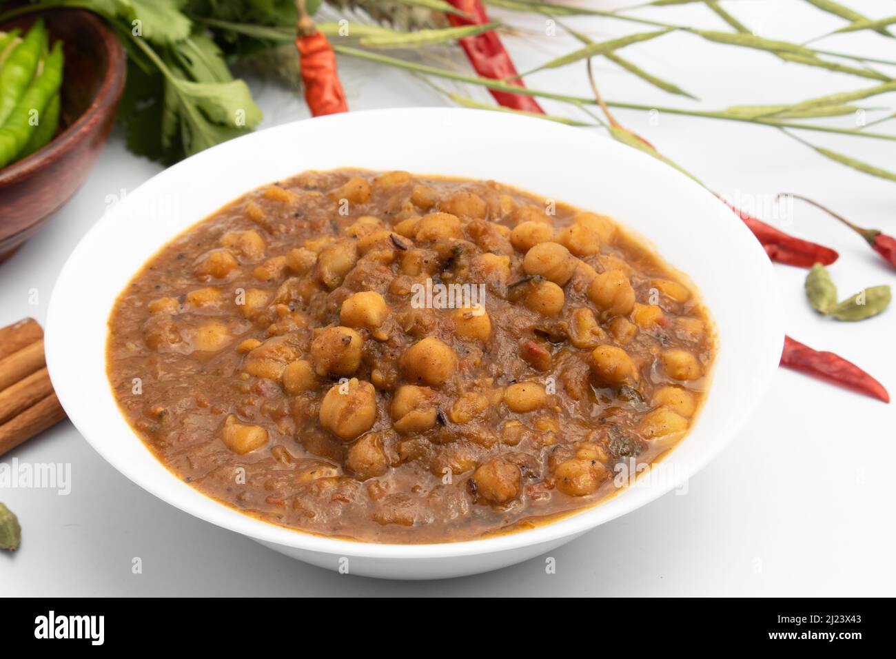 Punjabi Chhole Auch Bekannt Als Chhola Masala Sabji Amritsari Chole Sabzi Masaledar Chana Chola Oder Kichererbsen Veg Curry Wird Aus Chick Peas Zwiebeltomate Hergestellt Stockfoto