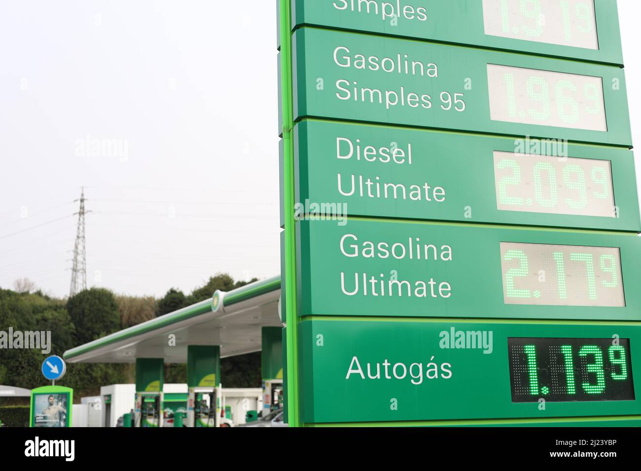 Pumpstation Petroleum Gas-Tankstelle Hohe Preise Stockfoto
