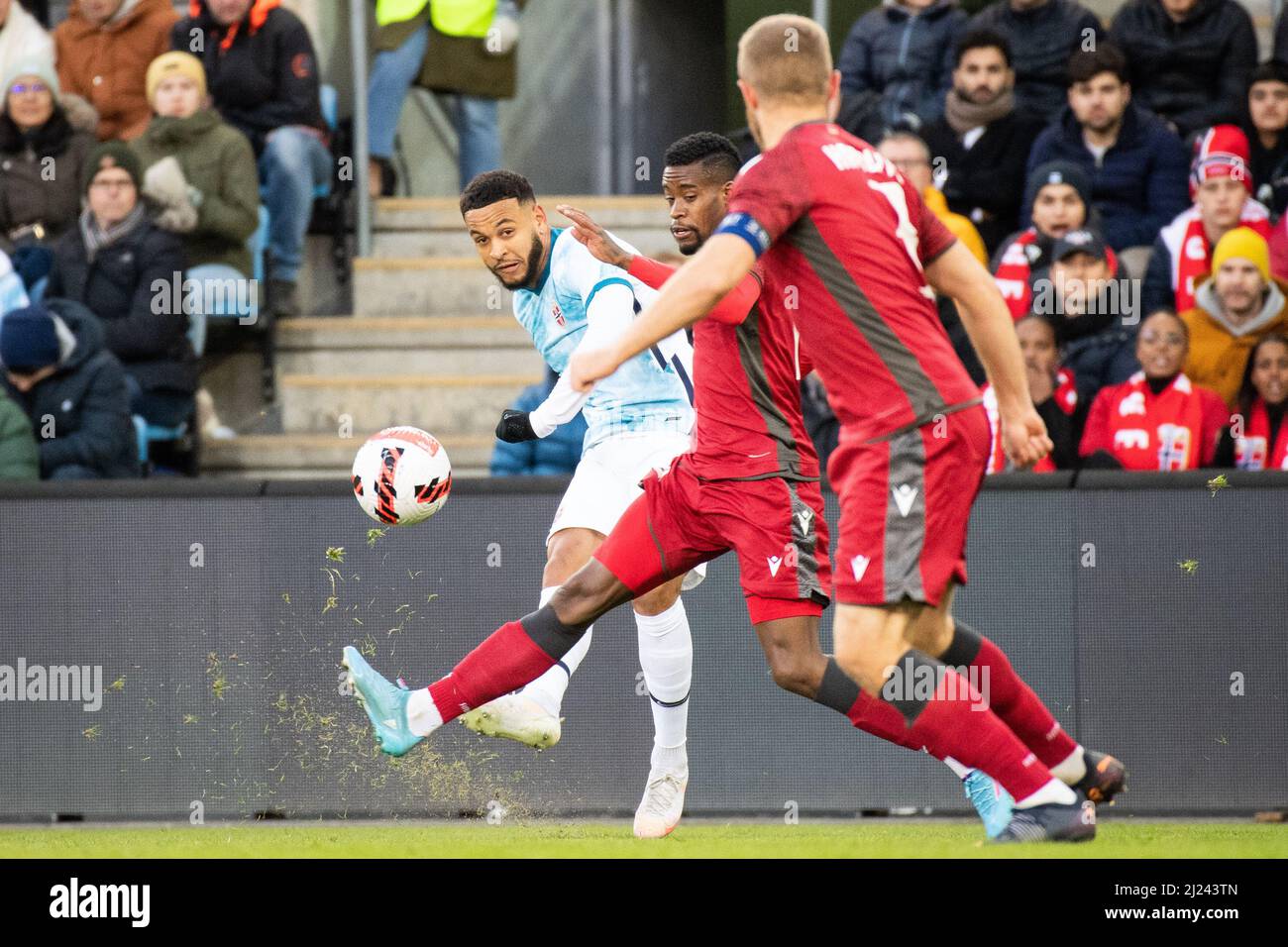 Oslo, Norwegen. 29. März 2022. Joshua King (7) aus Norwegen beim Fußballfreundschaftsspiel zwischen Norwegen und Armenien im Ullevaal Stadion in Oslo. (Foto: Gonzales Photo/Alamy Live News Stockfoto