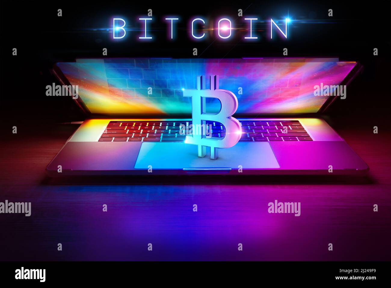 Bitcoin Dezentrale Digitale Grafik Bunte Cyber-Grafik Konzeptuell Stockfoto