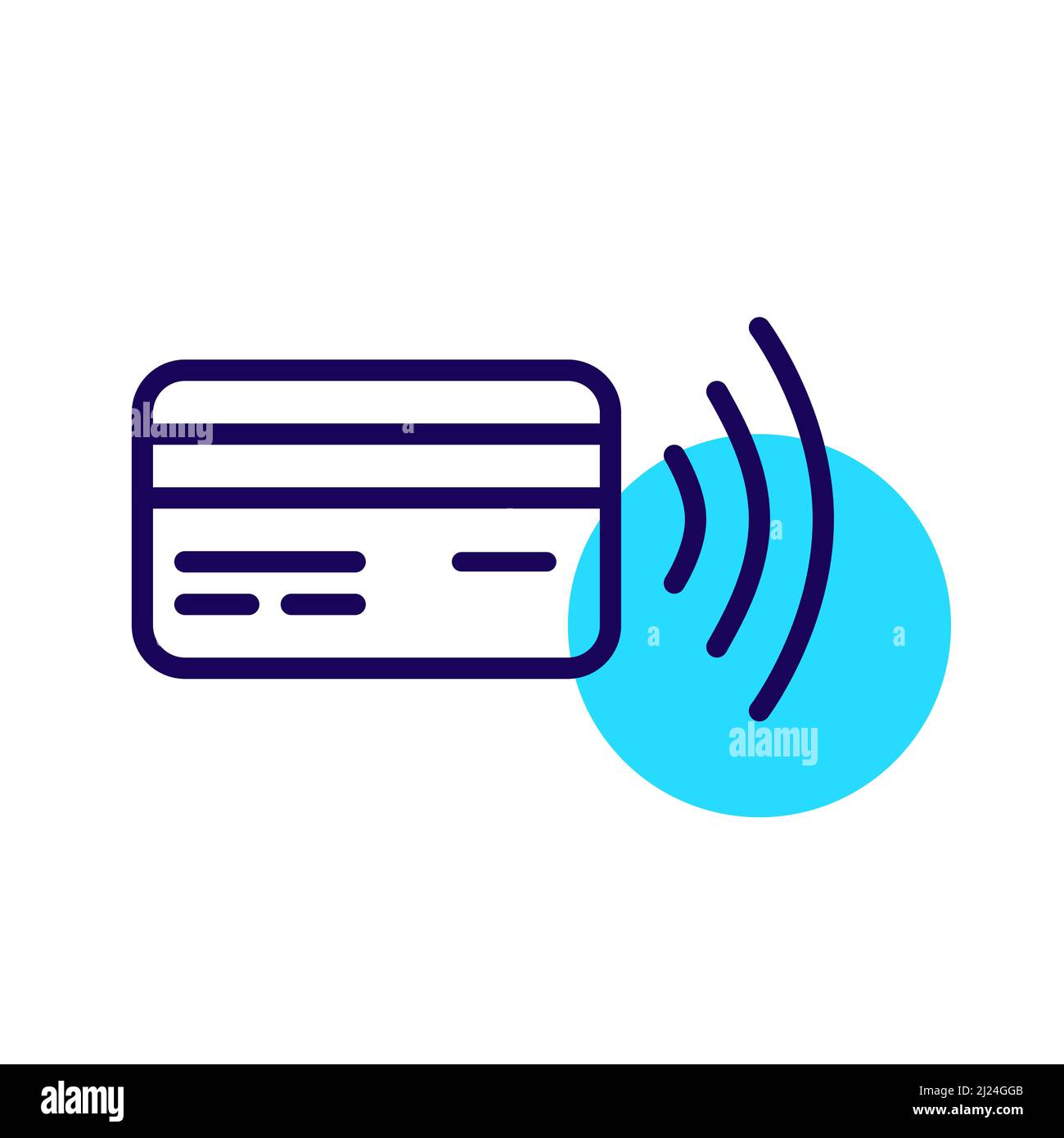 Symbol für kontaktlose Kreditkartenzahlung. Pixelgenaue, bearbeitbare Kontur Stock Vektor