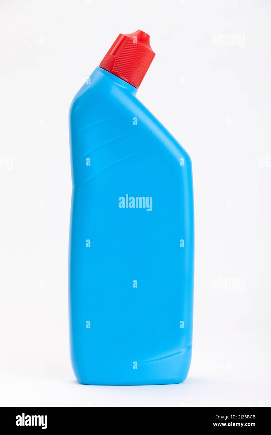 Waschmittel Plastikflasche isoliert auf weiss Stockfoto