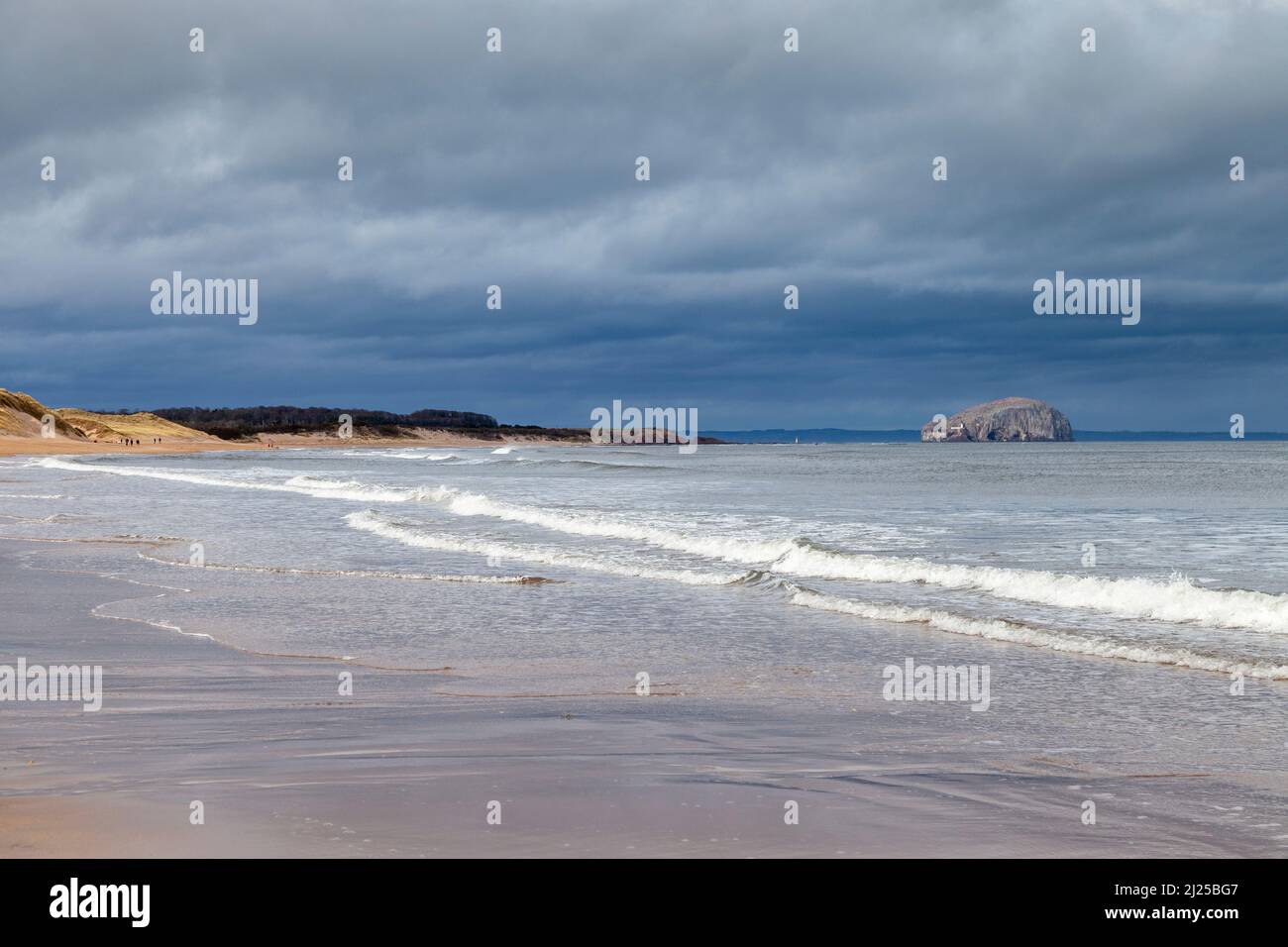 Tyninghame Beach und Bass Rock, East Lothian, Schottland Stockfoto