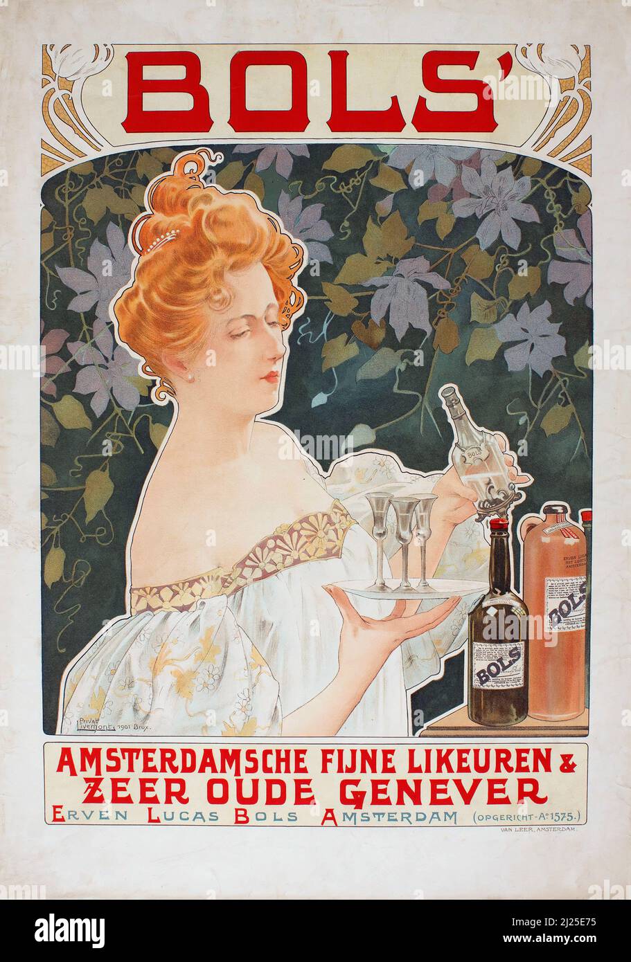 Vintage Art Nouveau von Henri Privat-Livemont - Bols (1901). Altes Werbeplakat. Stockfoto