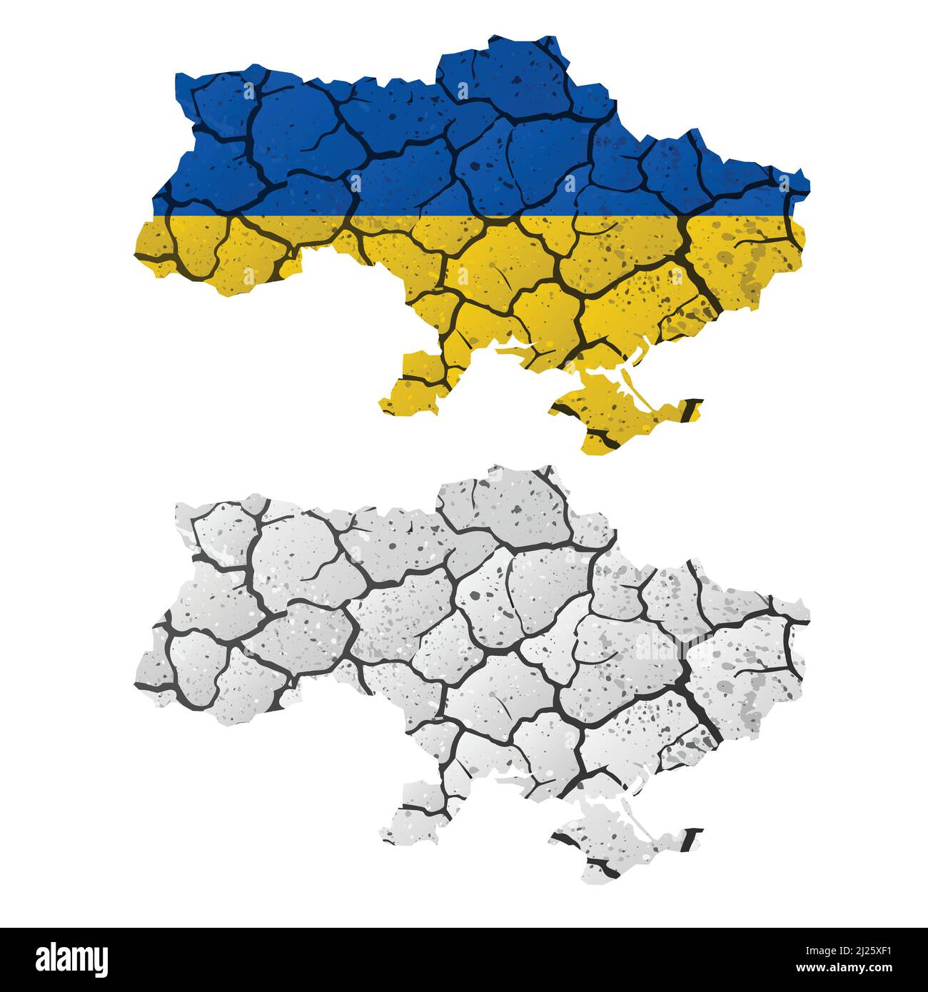Cracks Ukraine Karte Kriegsgebiet Stock Vektor