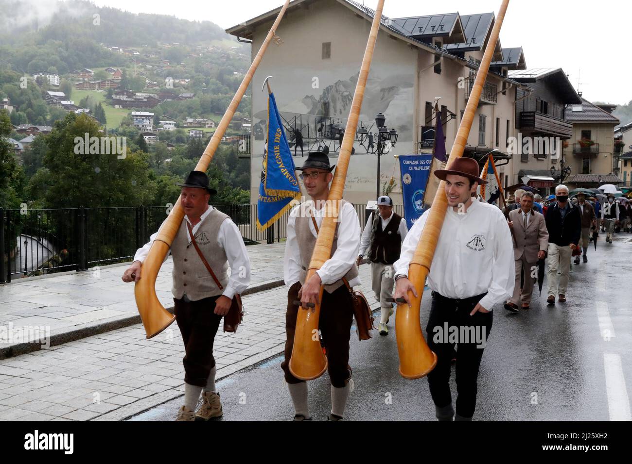 Saint-Gervais traditionelles Bergführerfest. Stockfoto