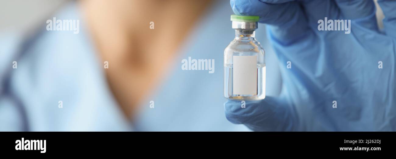 Injektionsfläschchen aus klarem Glas Stockfoto
