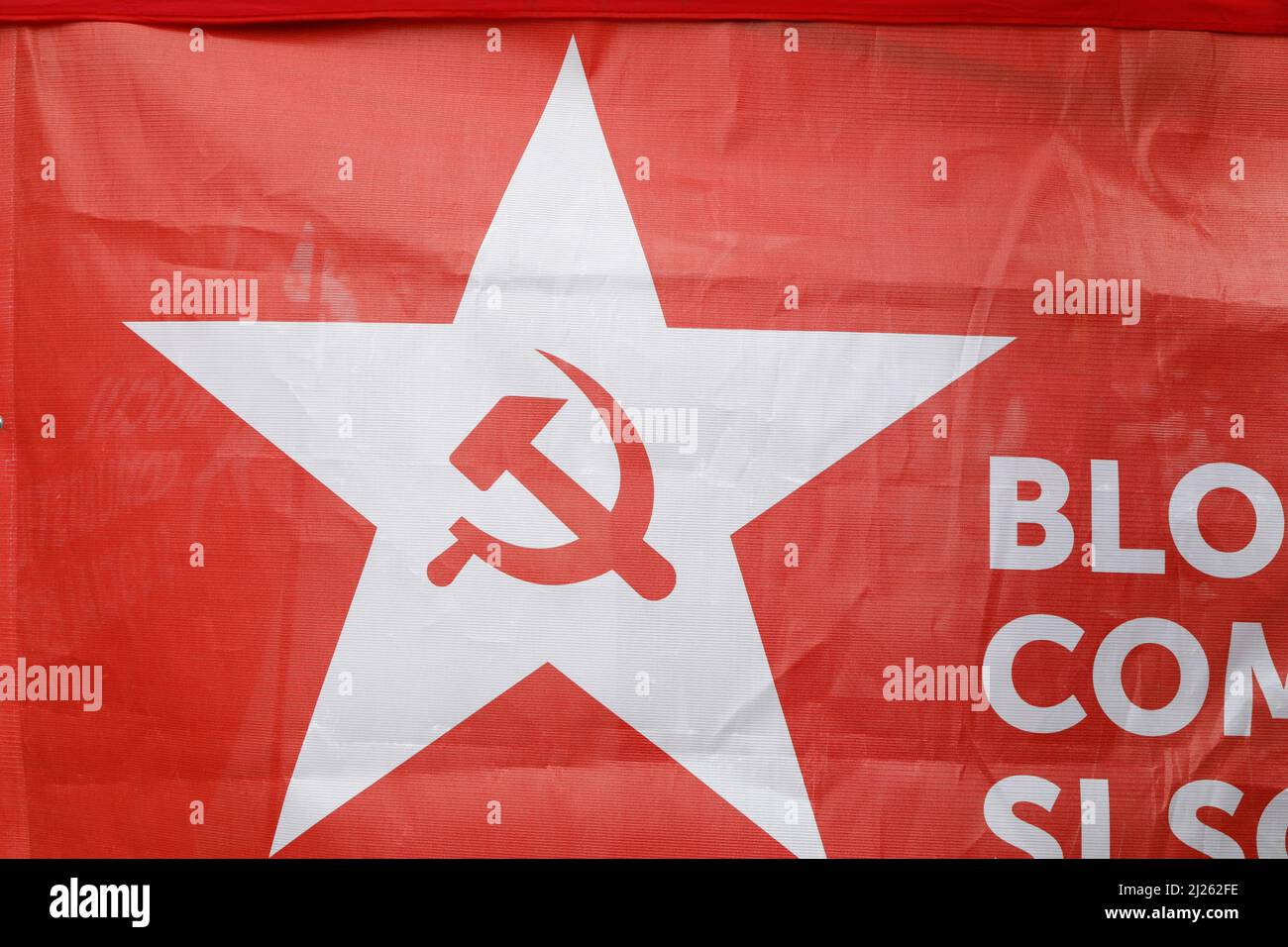 Detail eines kommunistischen Transparents in Chisinau, Moldawien Stockfoto