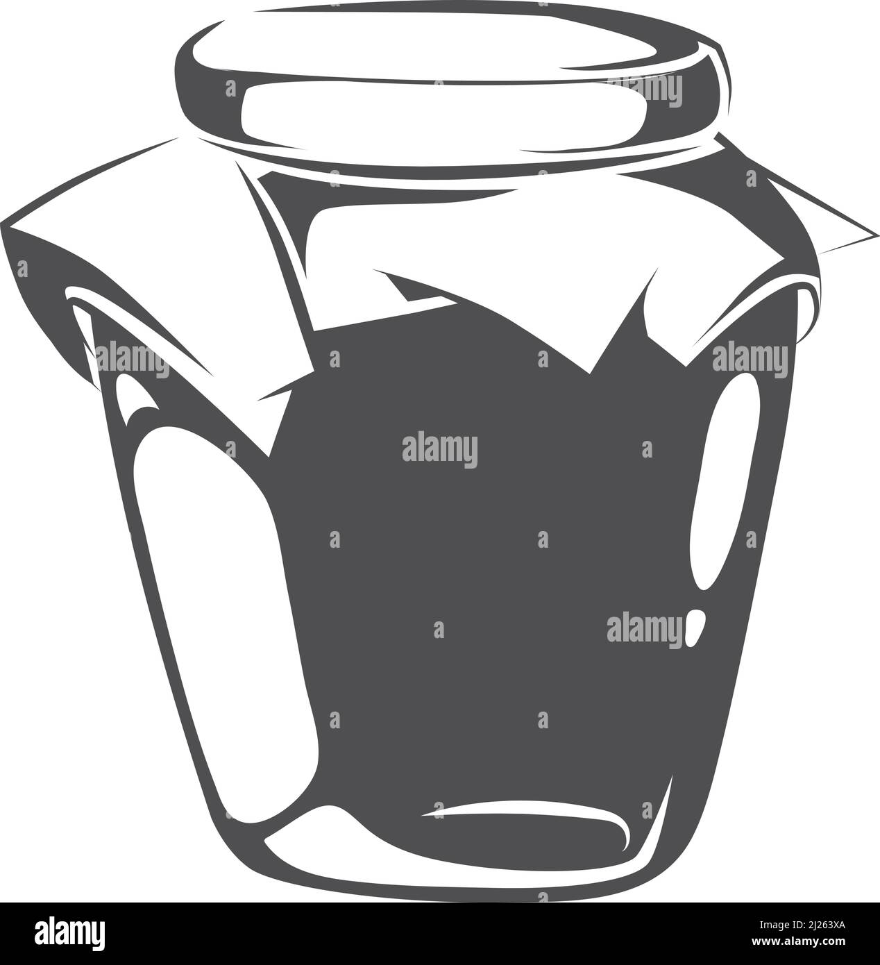 Symbol für Glasbehälter. Süsse Marmelade oder honigschwarzes Logo Stock Vektor