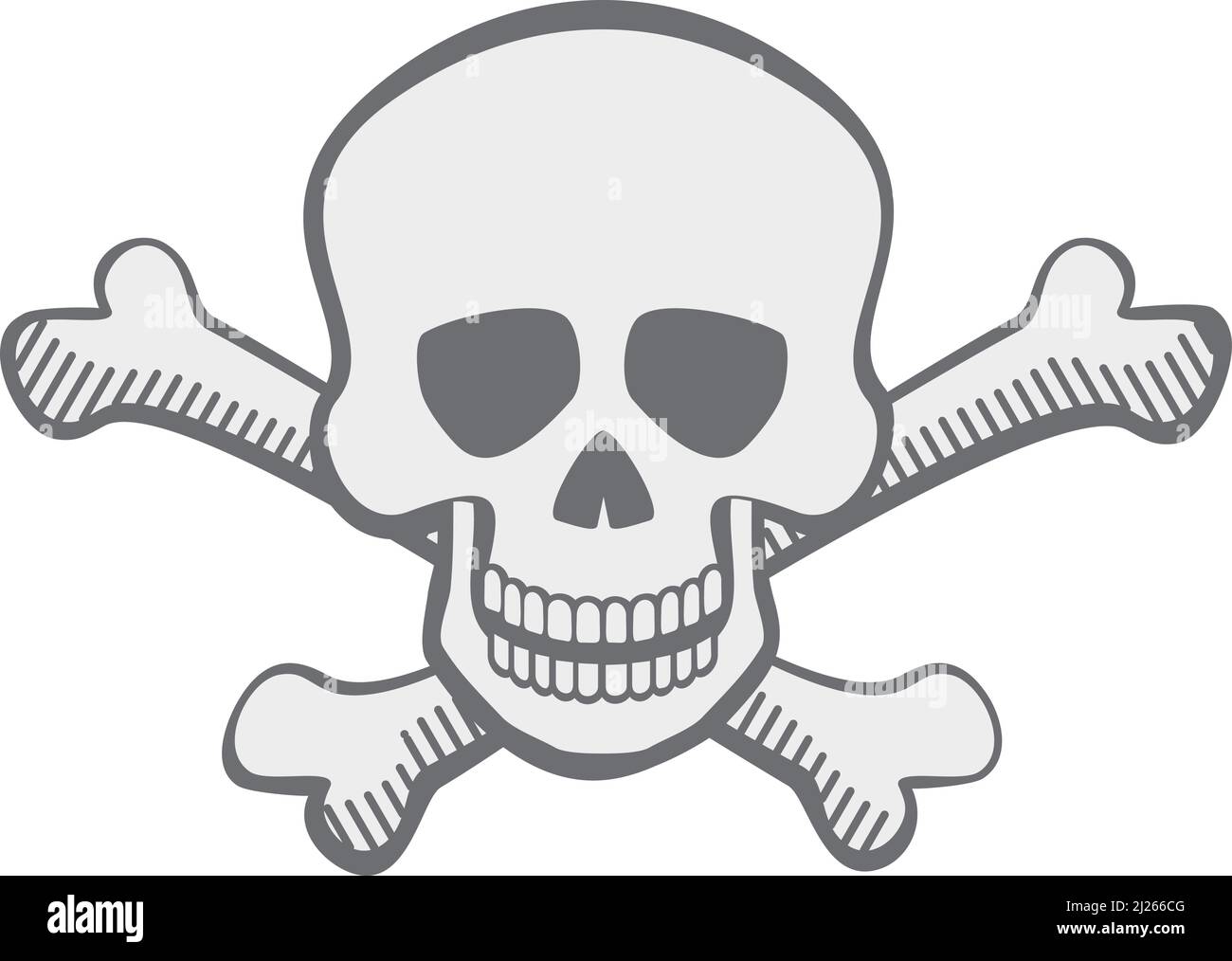 Totenkopf mit gekreuzten Knochen Logo. Piratensymbol. Todeszeichen Stock Vektor