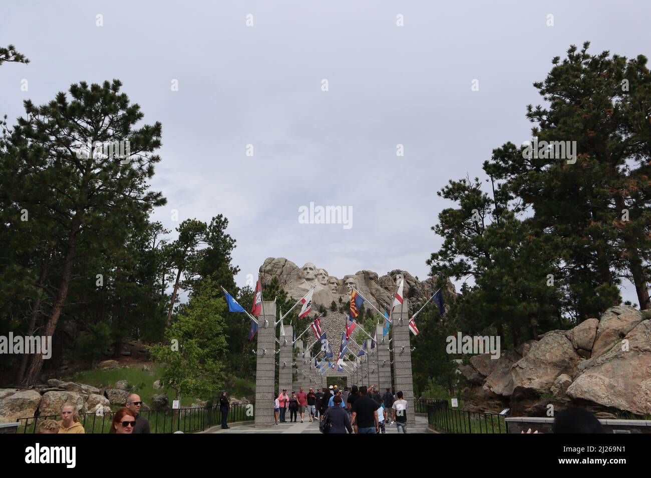 Der Eingang zum Mount Rushmore Nationalpark in South Dakota, USA Stockfoto