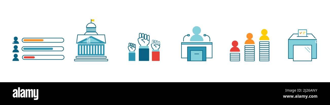 Vektor-Illustration von Cartoon-Politik-Symbole auf weißem Hintergrund. Stock Vektor