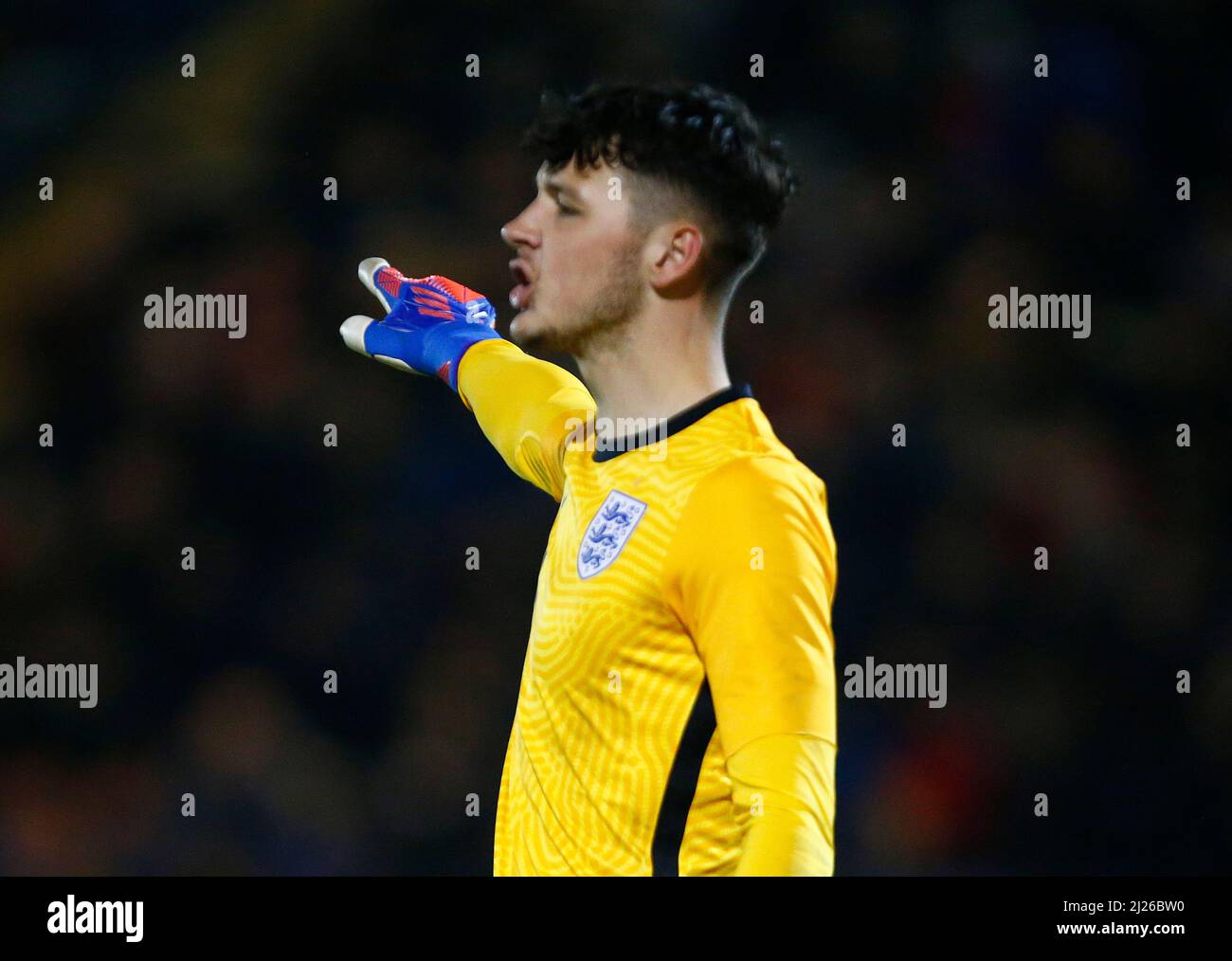 COLCHESTER, Großbritannien, MÄRZ 29: James Trafford aus England U20 während der Under 20 Internationale zwischen England unter 20 und Deutschland unter 20 am Stockfoto