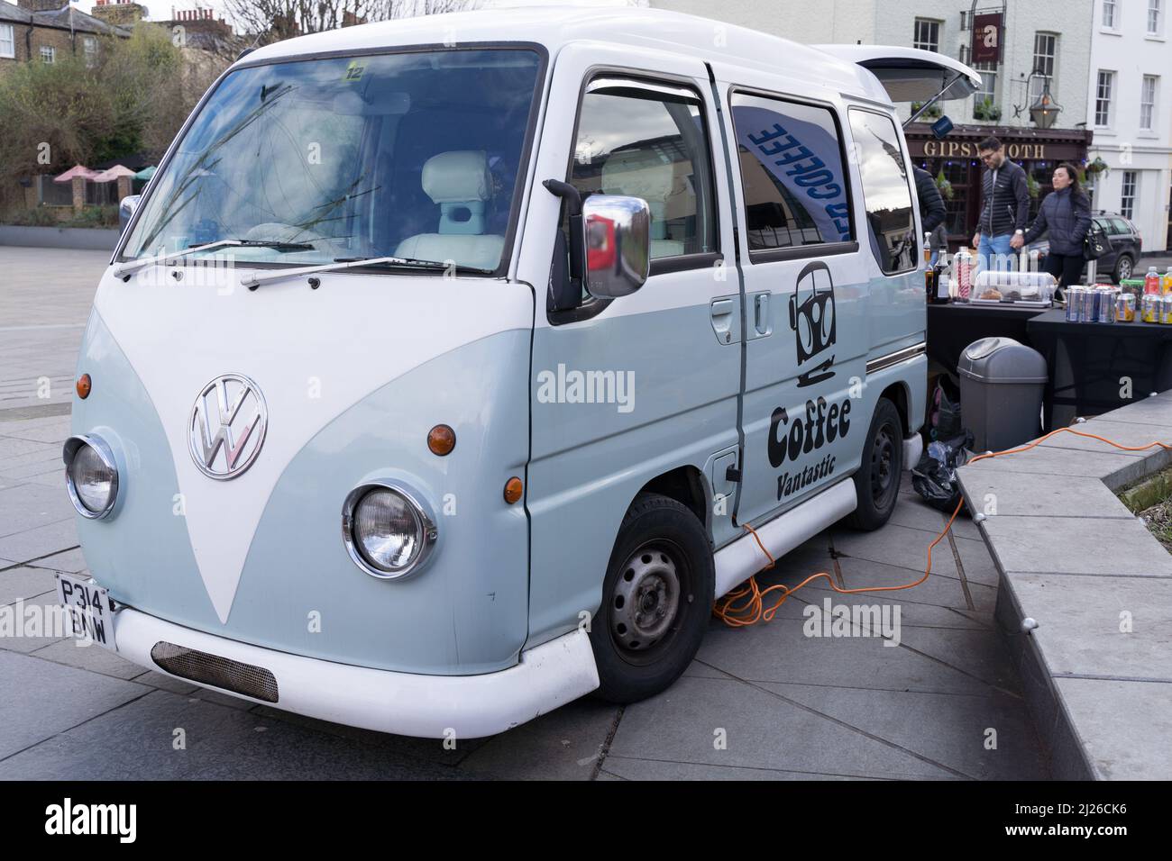 Mobiler Kaffee in einem VW-Van in Greenwich Southeast London Stockfoto