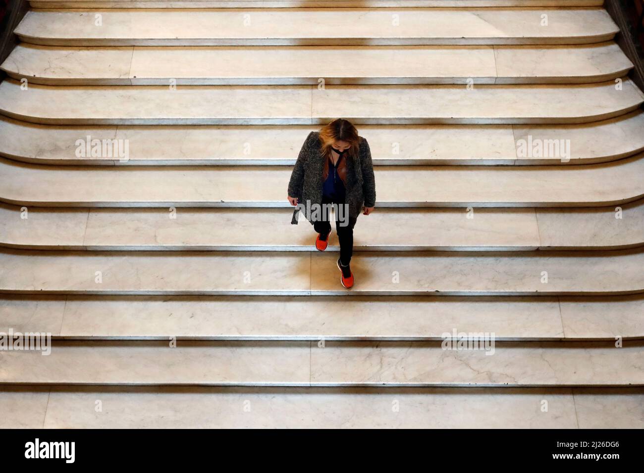 Eingangstreppe der Opéra National de Paris Garnier. Erbaut von 1861 bis 1875. Stockfoto