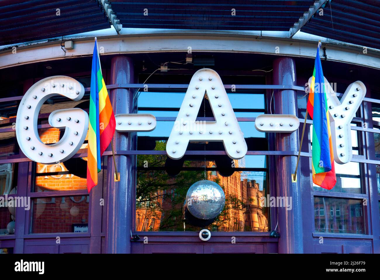 G-A-Y Manchester Nachtclub, Canal Street, The Gay Village, Manchester, England Stockfoto