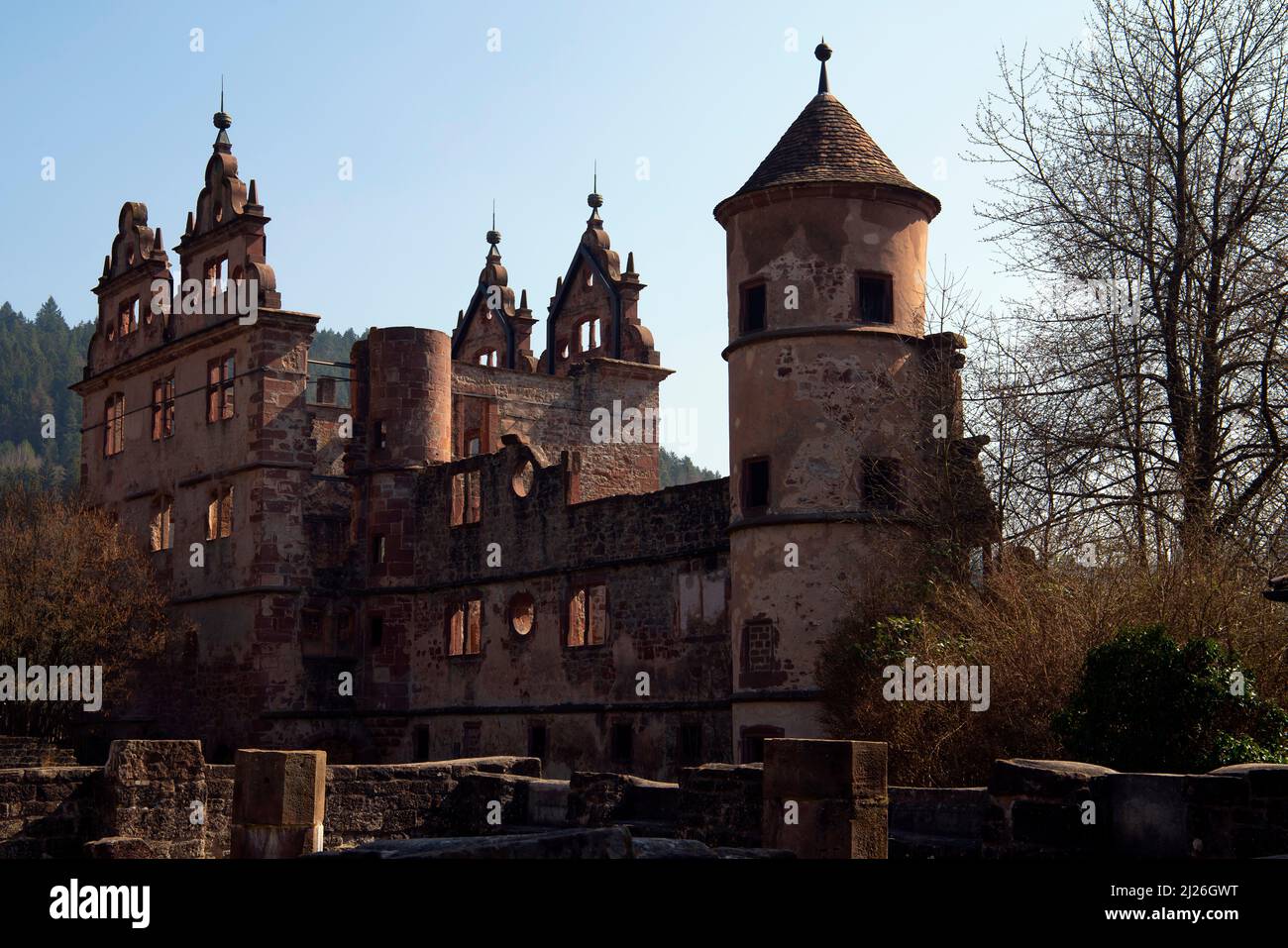 Jagdschloss, Klosterruine Hirsau, Calw, Deutschland. Die Geschichte des Klosters geht auf das 9.. Jahrhundert zurück, aber die Basilika und das Adjaz Stockfoto