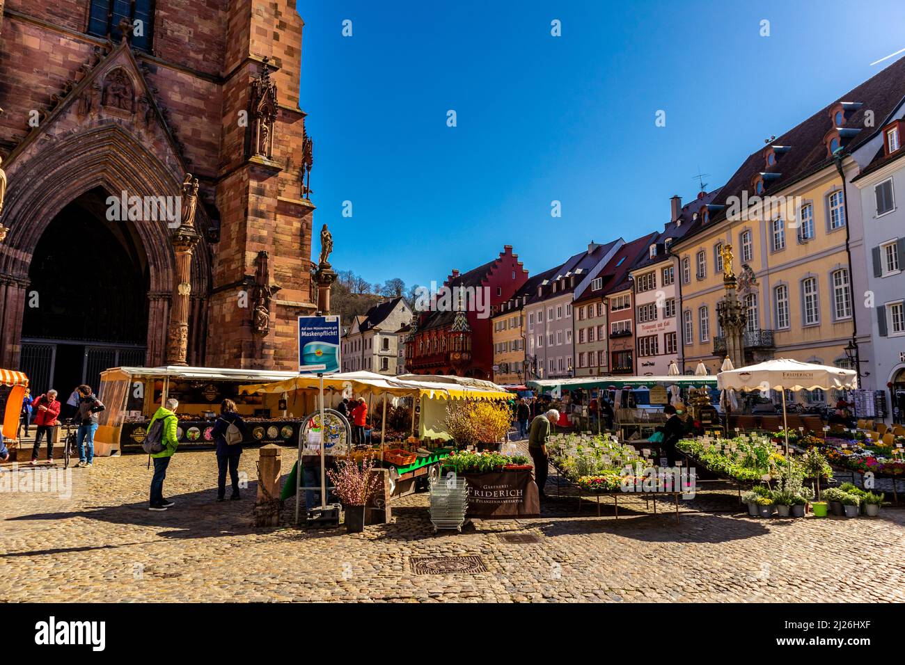 Bummeln Sie durch die Altstadt von Freiburg im Breisgau - Baden-Württemberg - Deutschland Stockfoto