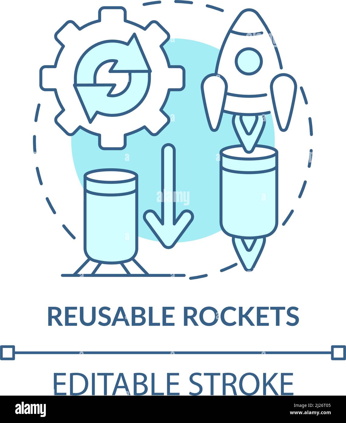 Wiederverwendbare Raketen türkis Concept Icon Stock Vektor