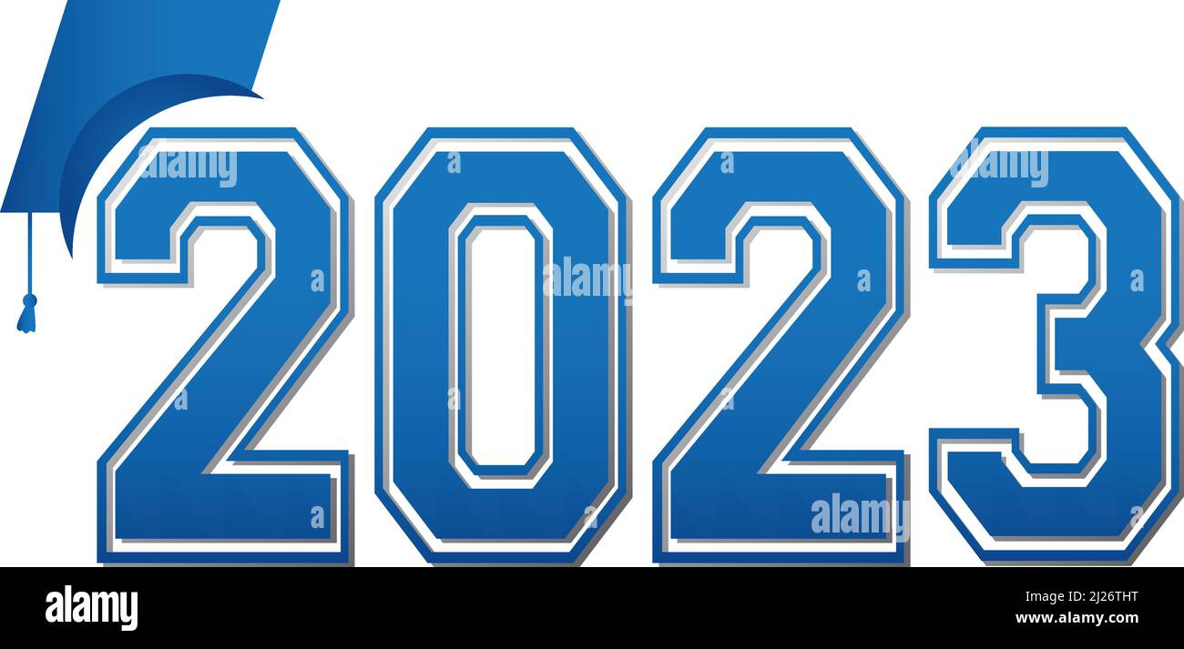 2023 Blaues Varsity Letter-Logo Stock Vektor