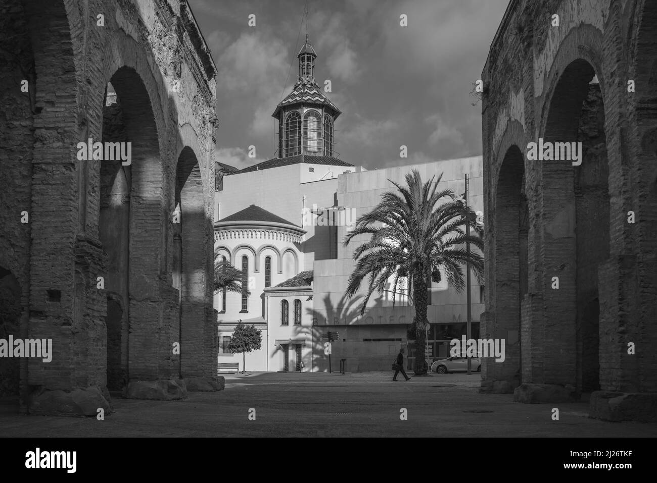 Schwarz weiß der historischen Altstadt Tortosa, Katalonien, Tarragona, Spanien. Stockfoto
