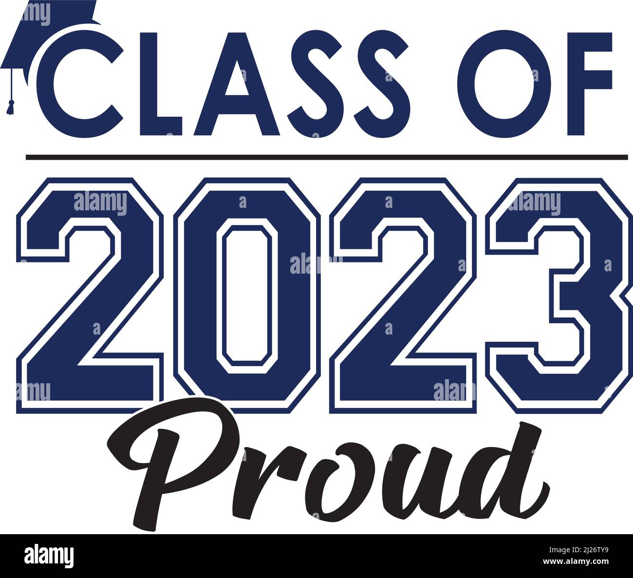 STOLZES Logo der Klasse 2023 mit Abschlusskappe Stock Vektor