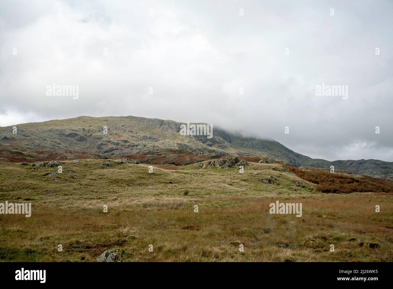 Moorland und Torfmoor an den Hängen von Wetherlam bei Coniston im Lake District Cumbria England Stockfoto