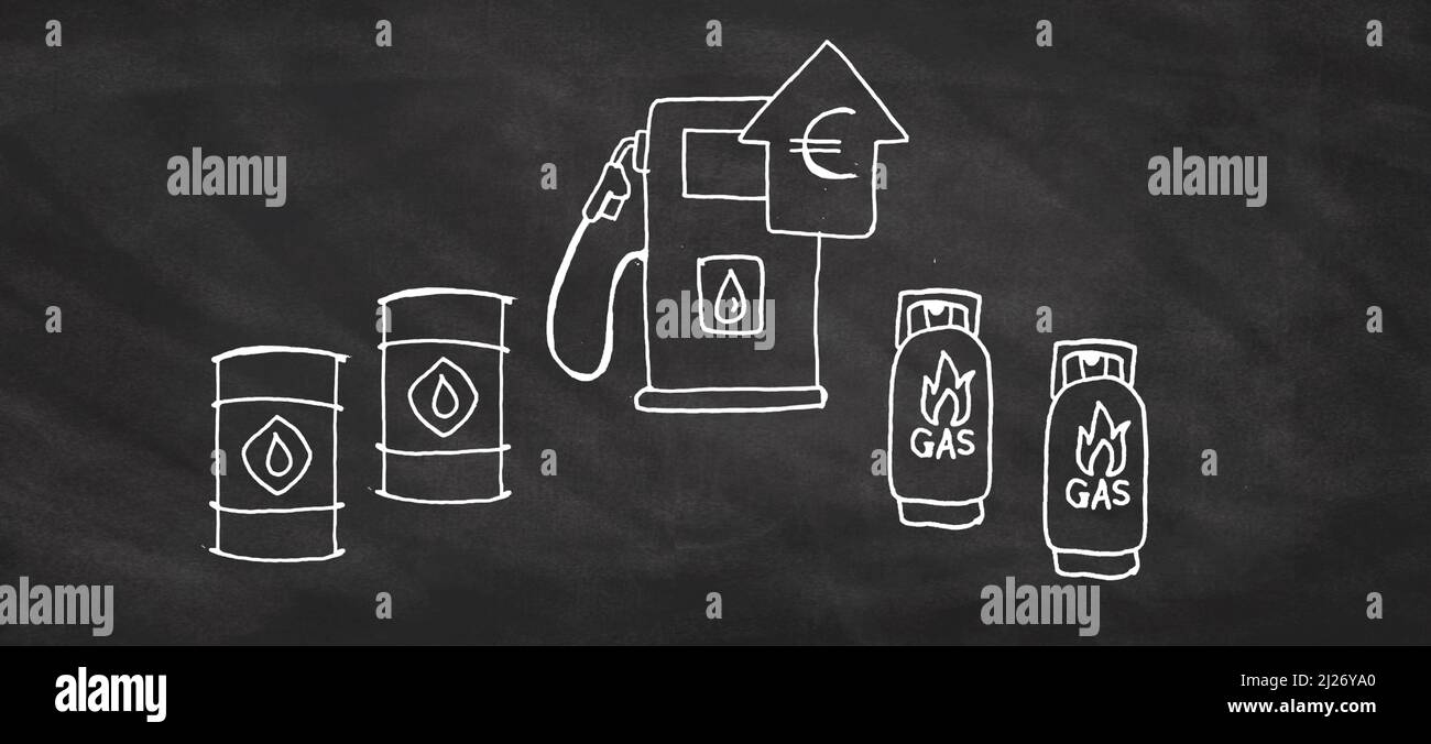 Steigende Gas- und Ölpreise in Europa steigen die Kosten für Haushalte, Fahrer und Autobesitzer Stockfoto