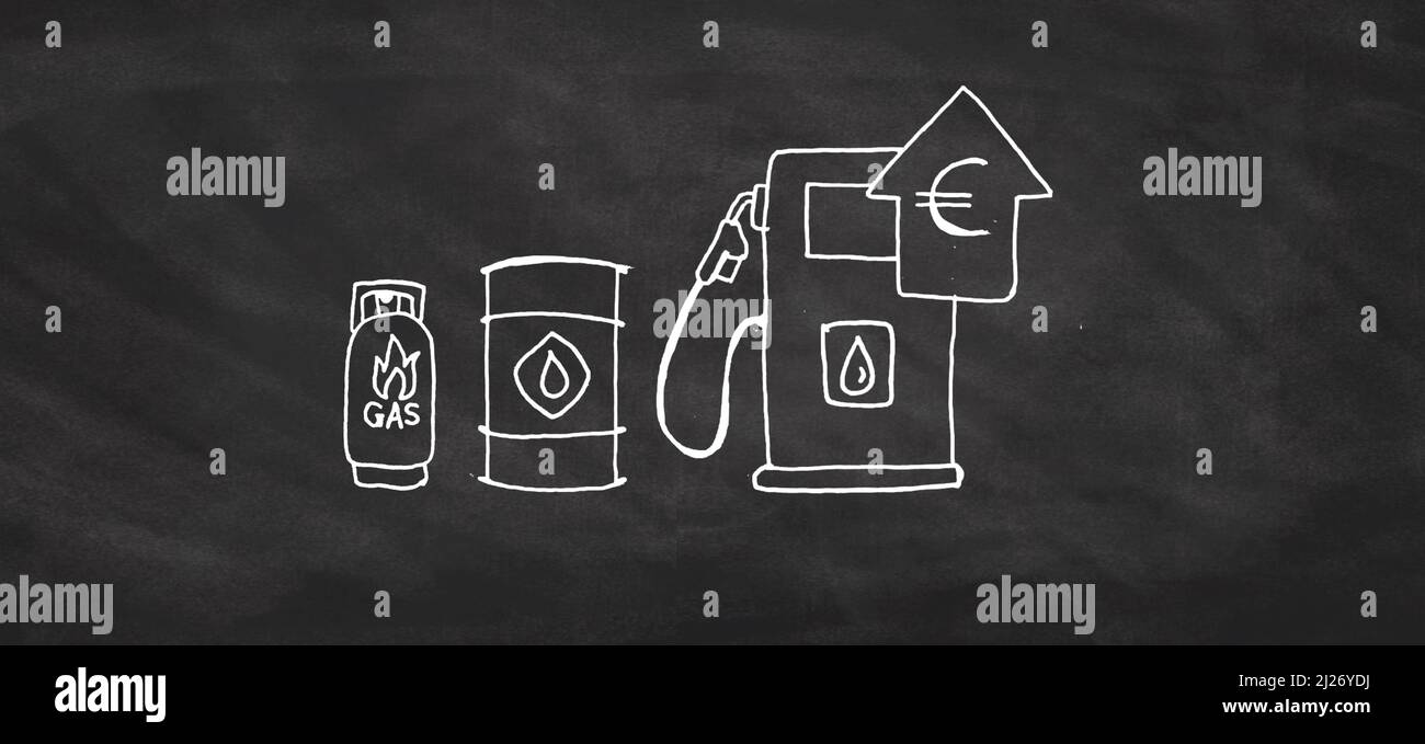 Steigende Gas- und Ölpreise in Europa steigen die Kosten für Haushalte, Fahrer und Autobesitzer Stockfoto