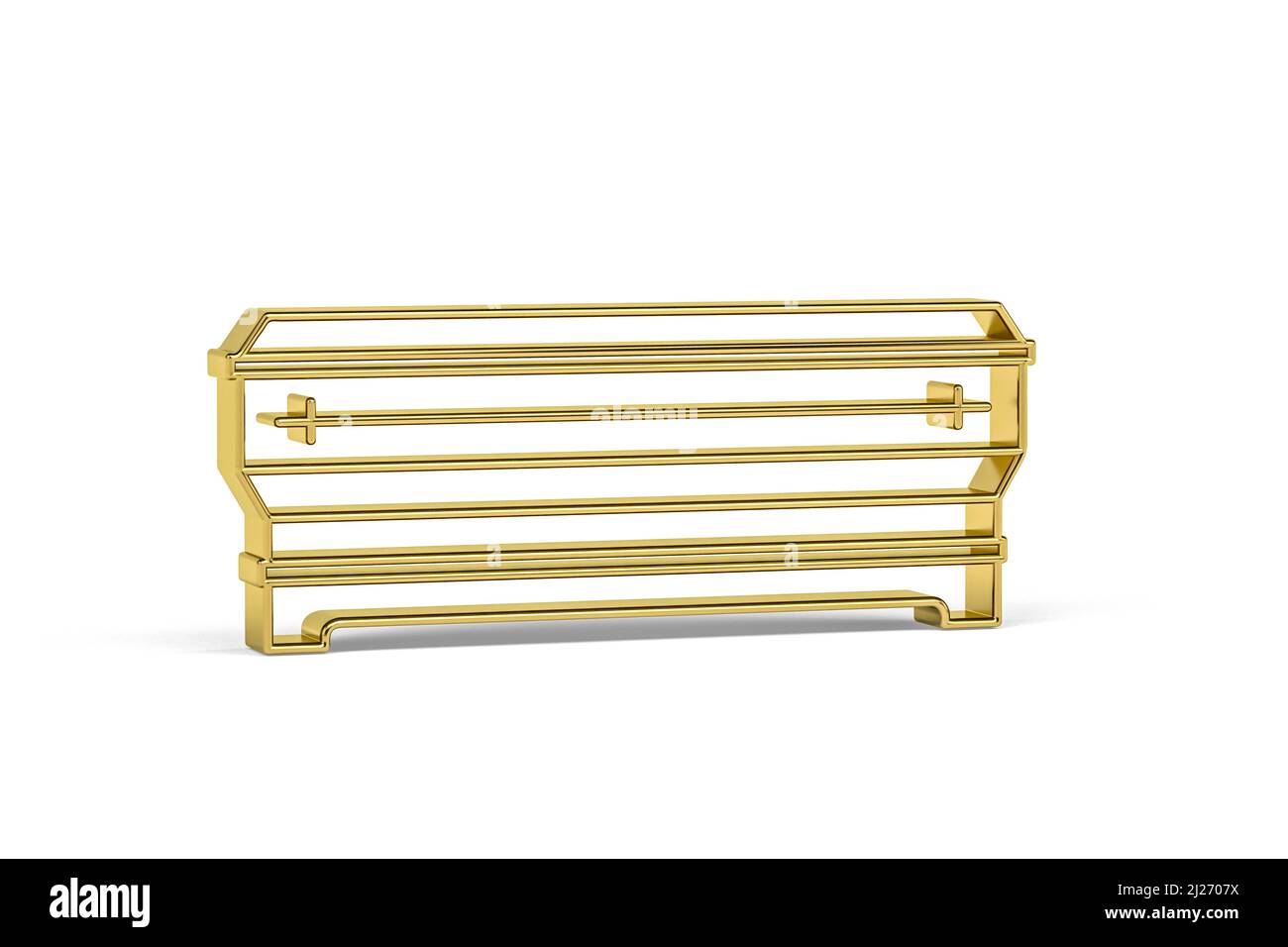 Goldenes 3D Sargsymbol isoliert auf weißem Hintergrund - 3D Render Stockfoto