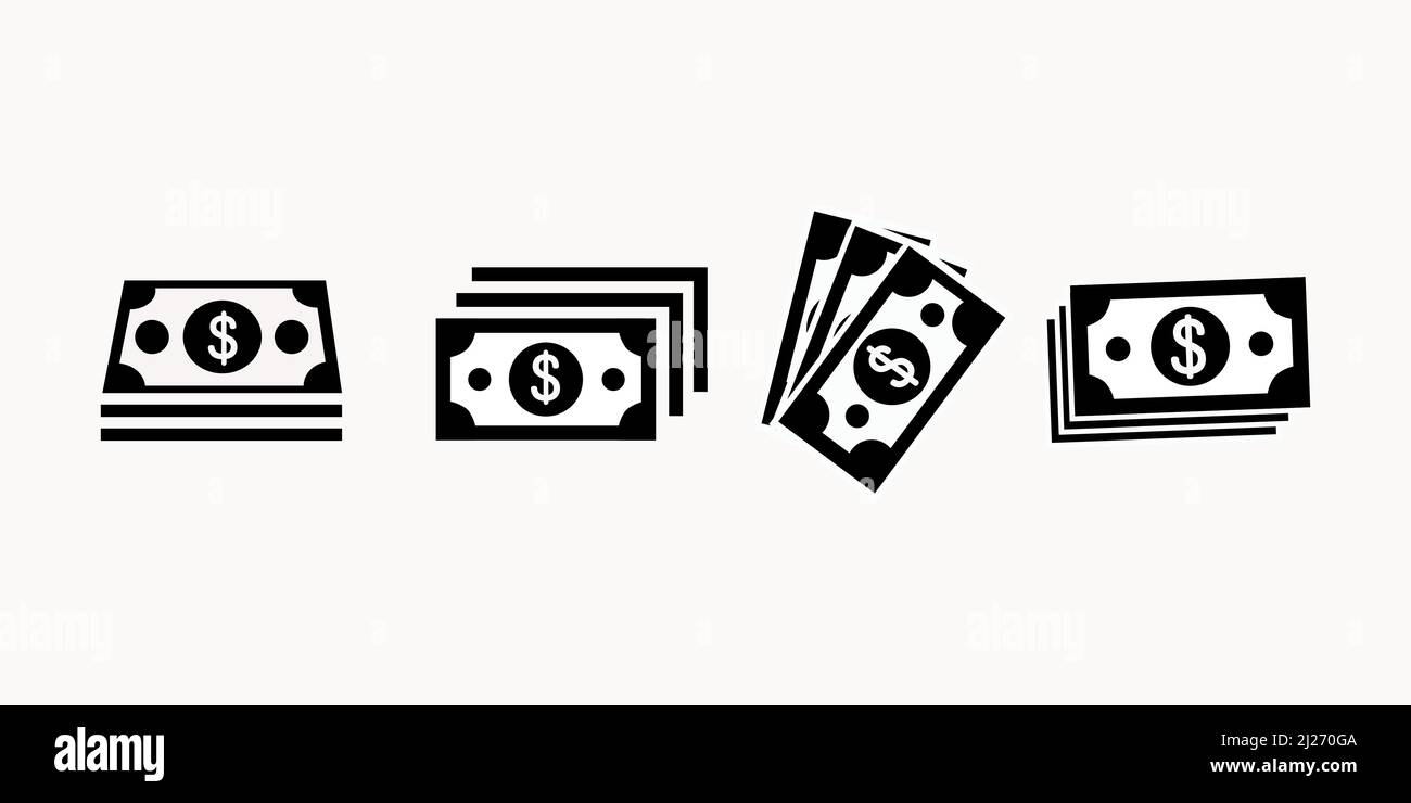 Geld Banknoten Vektor-Symbol, Heap Rechnung Geld isoliert auf weißem Hintergrund, Geld Dollar Business-Konzept, Vektor-Illustration Stock Vektor