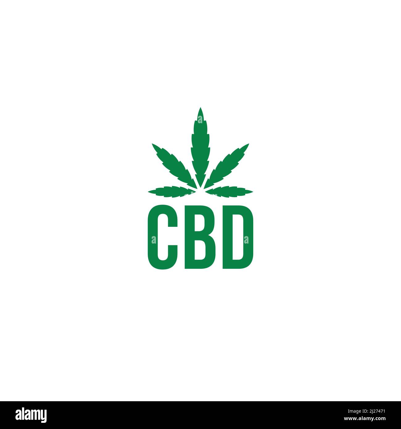 CBD-Schriftzug und Cannabis Leaf-Logo oder Icon-Design Stock Vektor