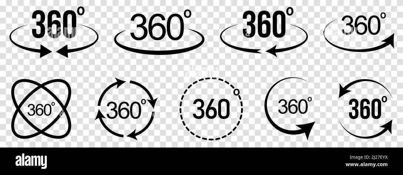 Symbole für 360-Grad-Ansichten eingestellt Stock Vektor
