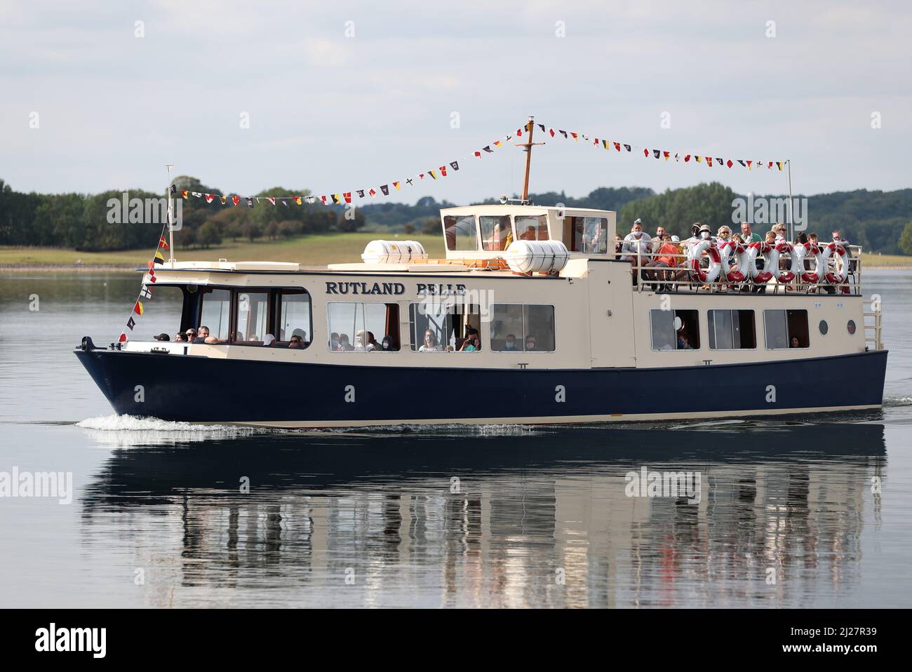 RUTLAND, LEICESTERSHIRE, GROSSBRITANNIEN. August 2020. Rutland Belle wird auf Rutland Water gesehen. Stockfoto