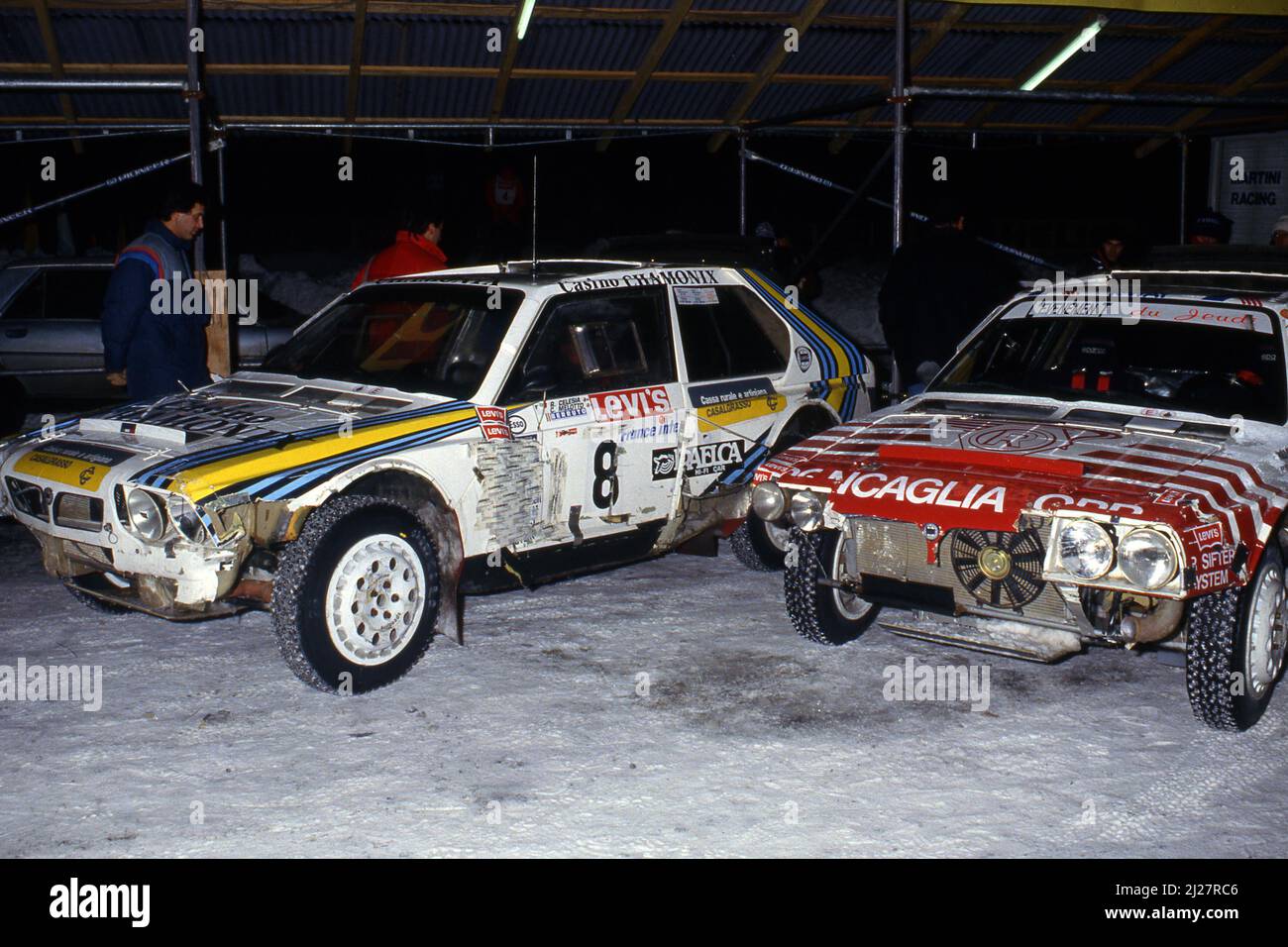 Paolo Alessandrini (ITA) Francis Vincent (FRA) und Franco Berruto (ITA) Lanzetti (ITA) Lancia Delta S4 GRB Stockfoto