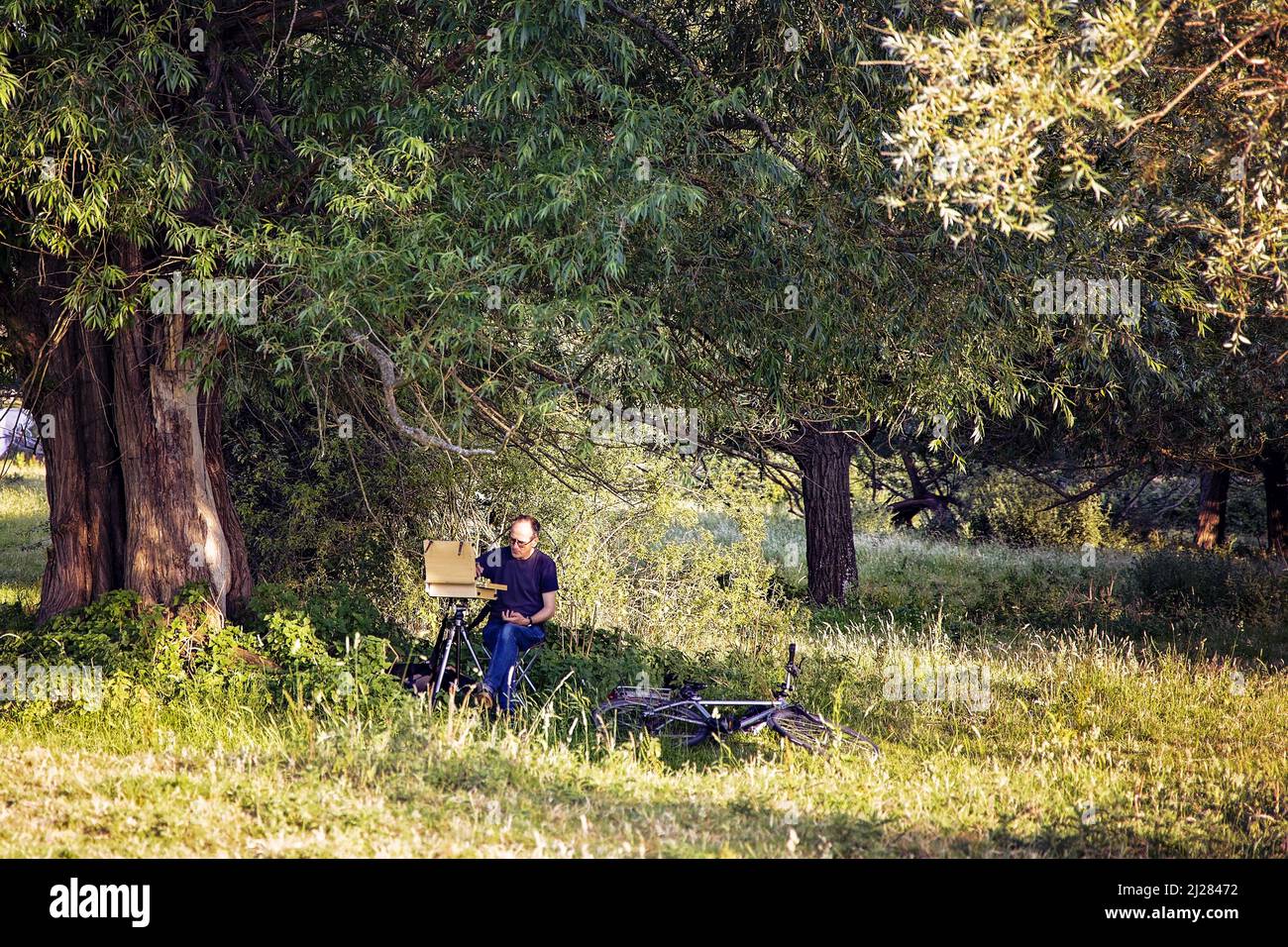 Malerlandschaft von Künstlern im Cambridge Park. Stockfoto