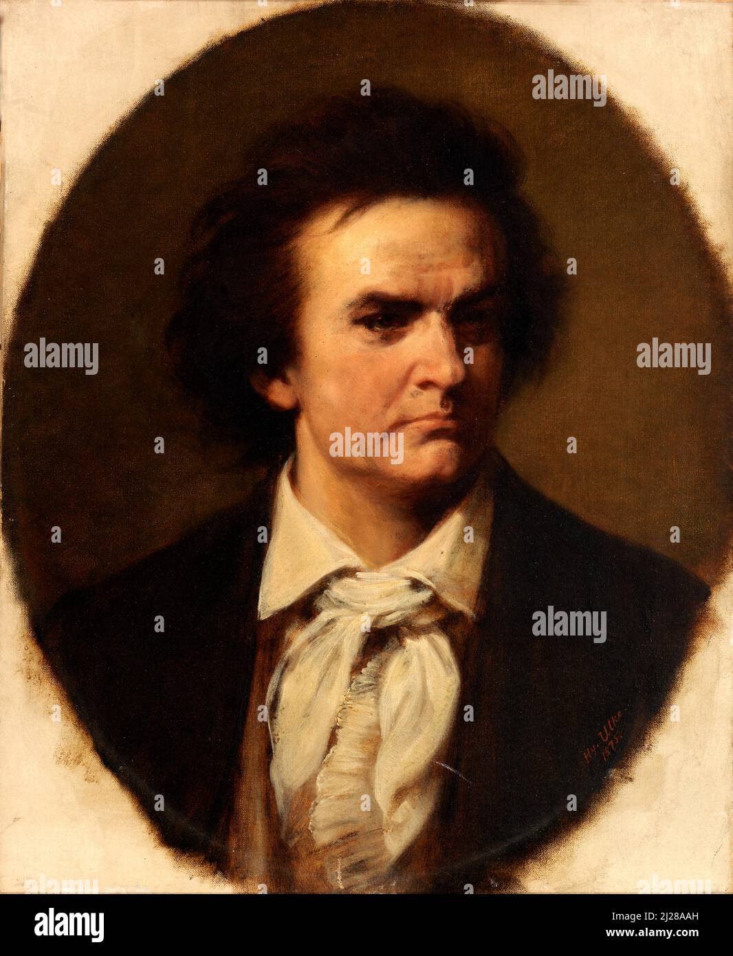 Ölgemälde Porträt des deutschen Komponisten der klassischen Musik Ludwig van Beethoven von Henry Ulke, 1875 Stockfoto