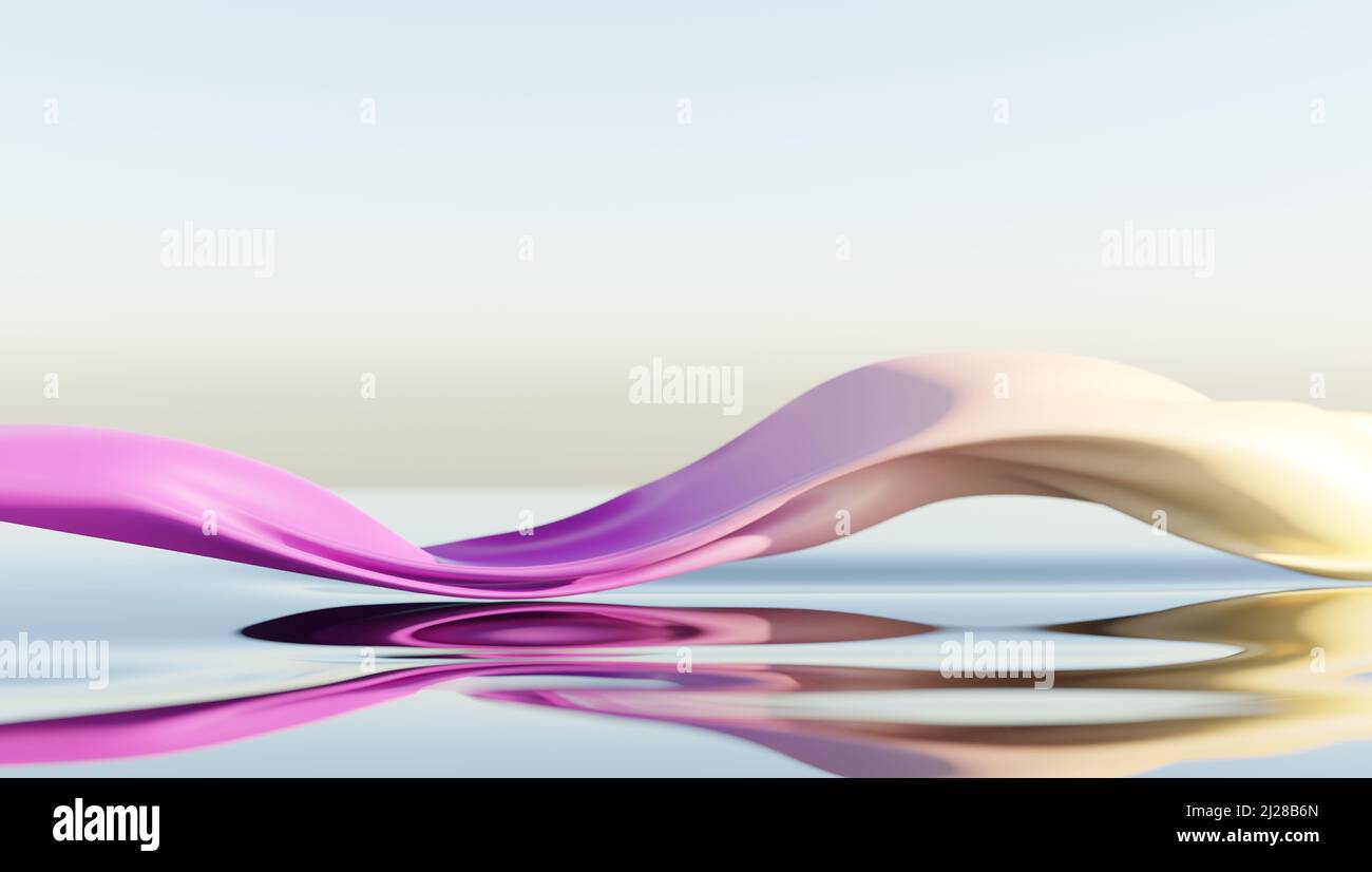 Wind Glasband auf Wasser. Abstrakte Tapete für Banner. 3D Rendern. Stockfoto
