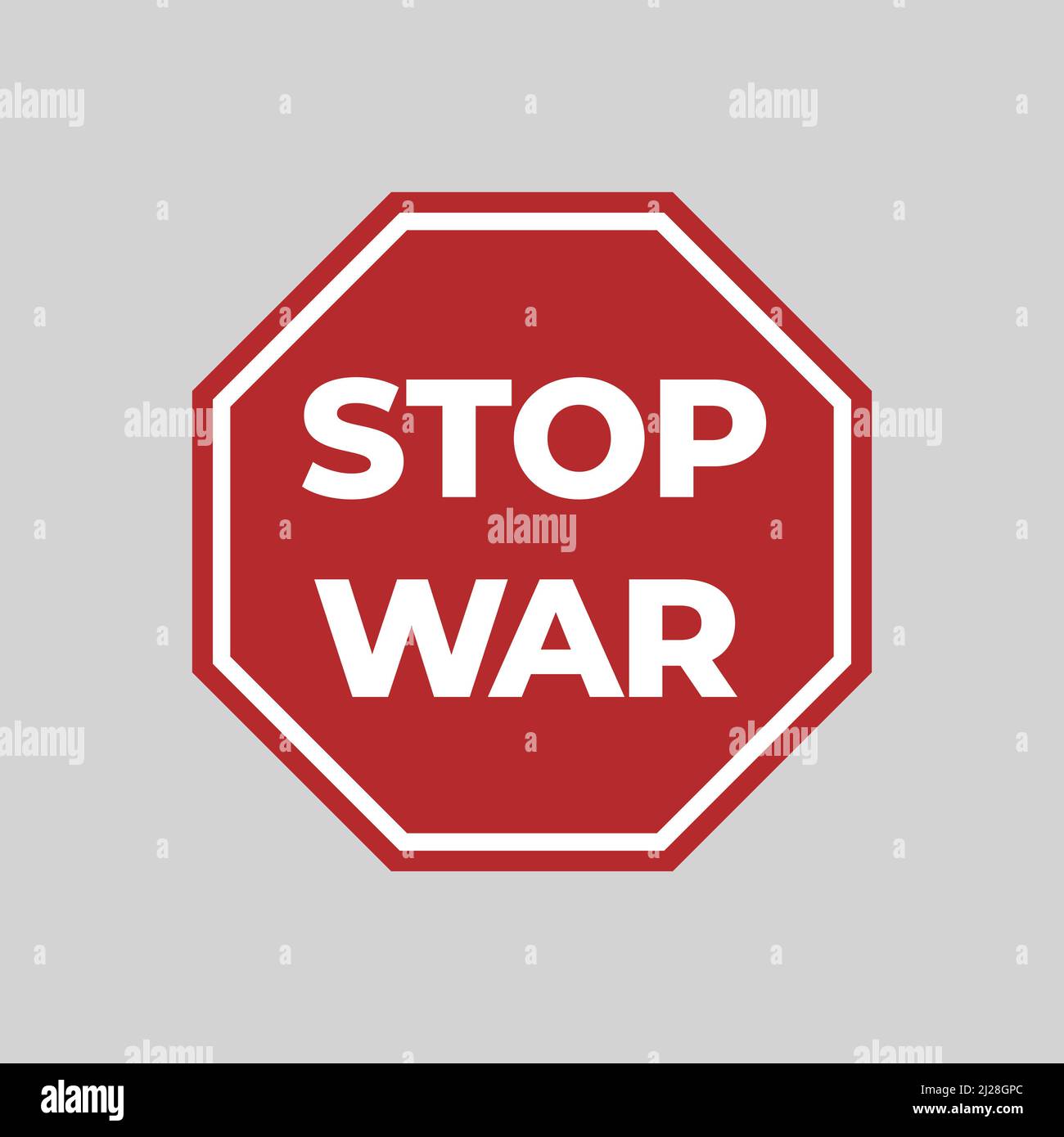 Schild für die Kriegsstraße stoppen. Kein Krieg, sechseckiges Warnsymbol. Vektor-Infografiken für Poster und Agitationen Stock Vektor