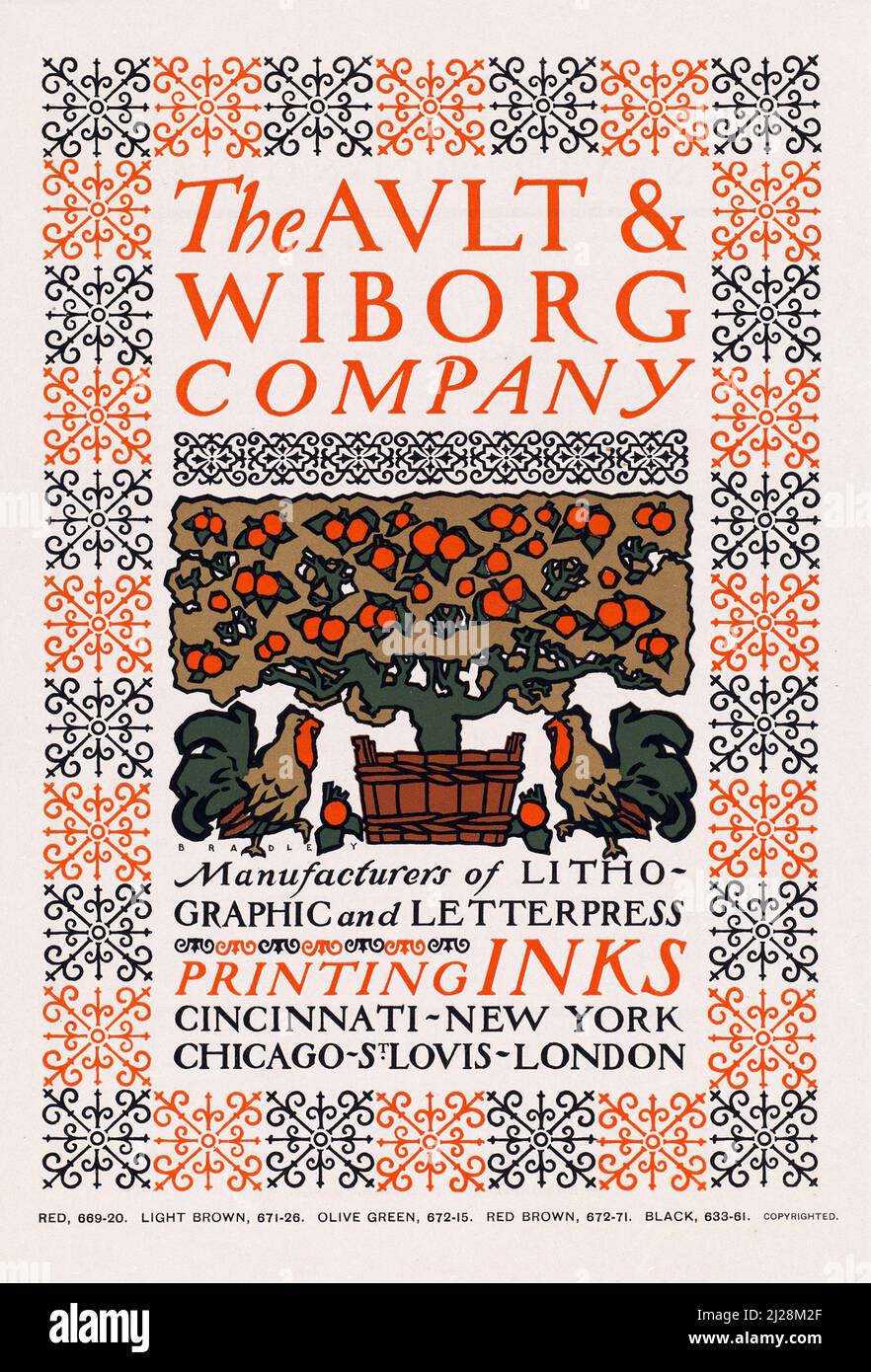 Will Bradley Artwork - The Ault and Wiborg company (ca. 1890s) American Art Nouveau - Old and vintage Poster Stockfoto