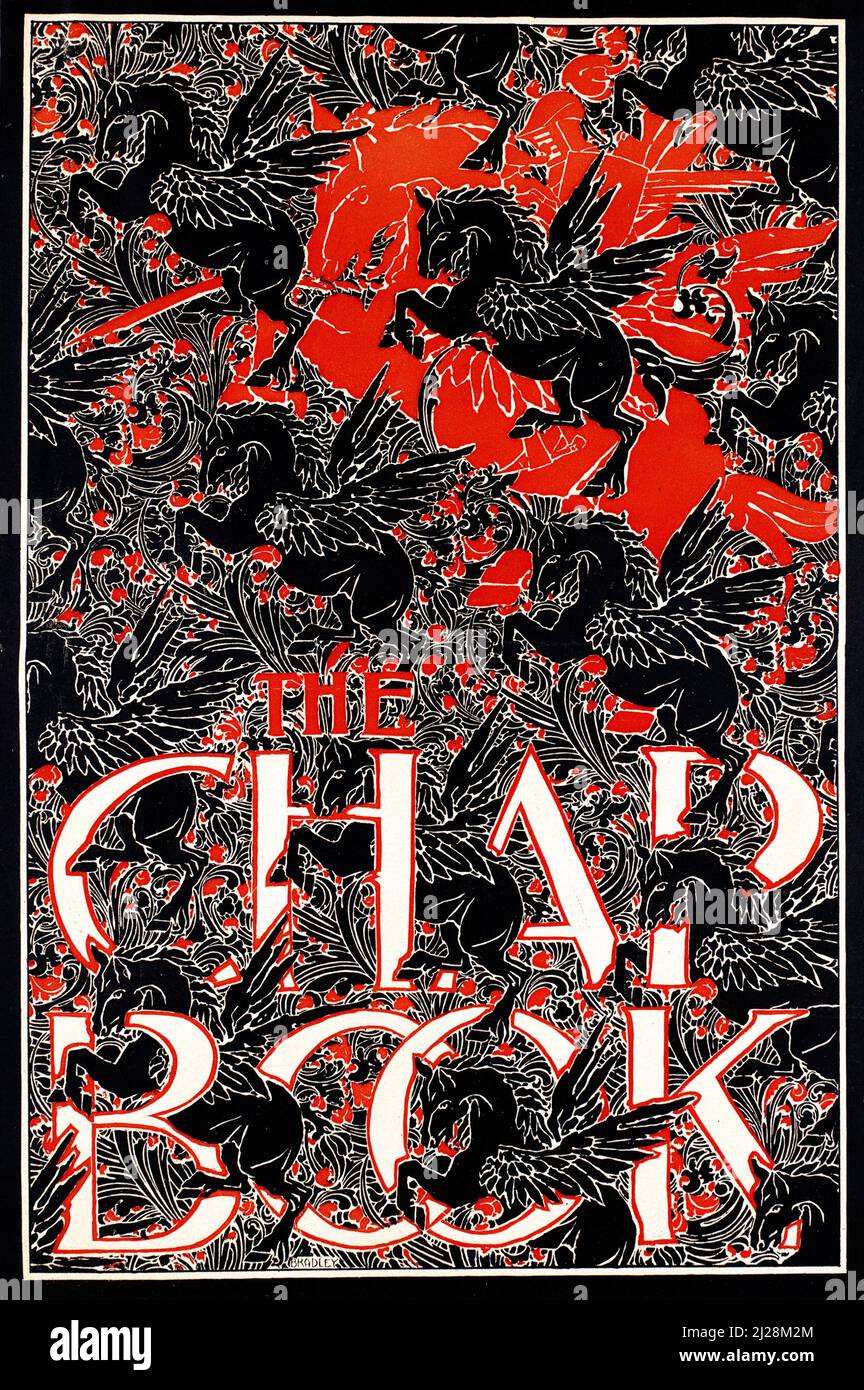 Will Bradley Artwork - The CHAP book (1895) - American Art Nouveau - Alte und Vintage Poster / Magazin Cover feat. Einhörner. Stockfoto