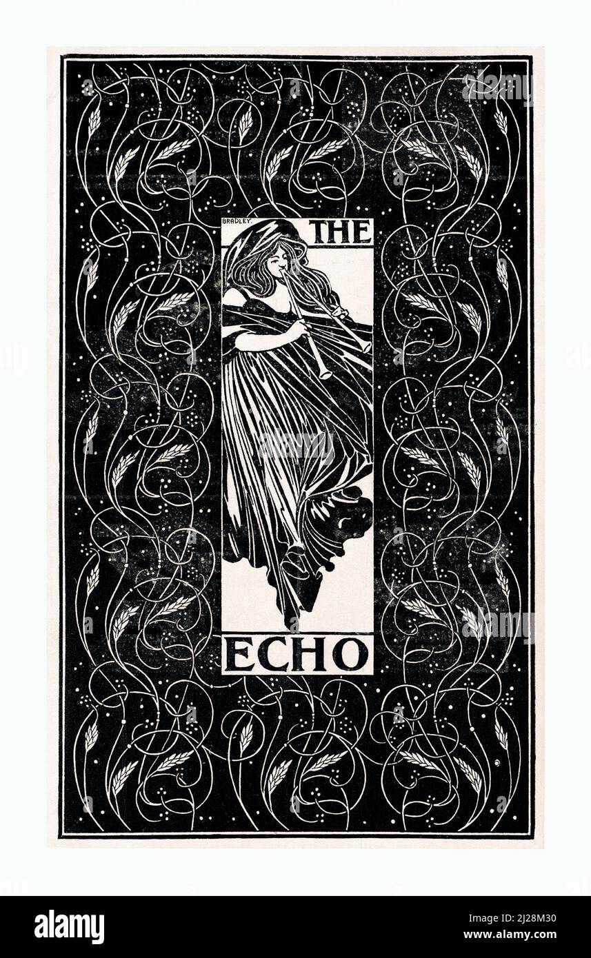 Will Bradley Artwork - The Echo, Chicago, 15. April 1896 - American Art Nouveau - Old and vintage Poster / Magazine Cover. Stockfoto