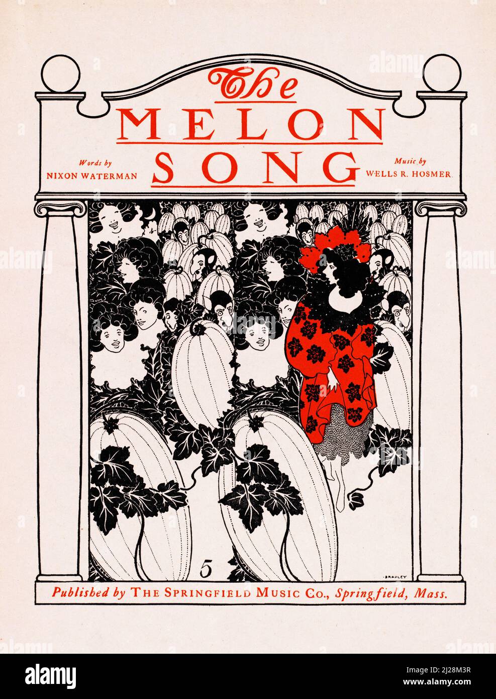Will Bradley Artwork - The Melon Song (1890-1920) American Art Nouveau - Old and vintage Poster / Magazine Cover. Stockfoto
