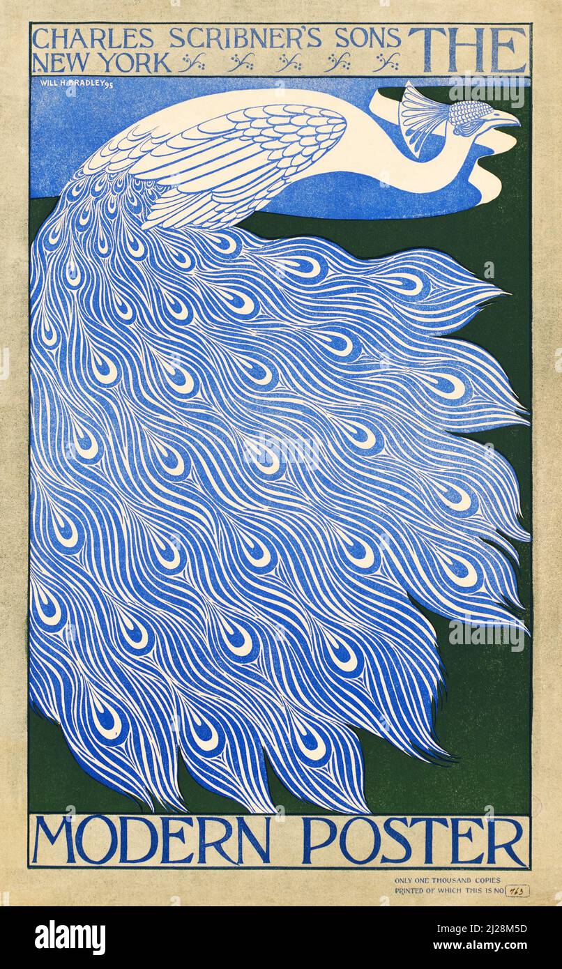 Will Bradley Artwork - The Modern Poster (1895) American Art Nouveau - Old and vintage Poster / Magazine Cover. Stockfoto