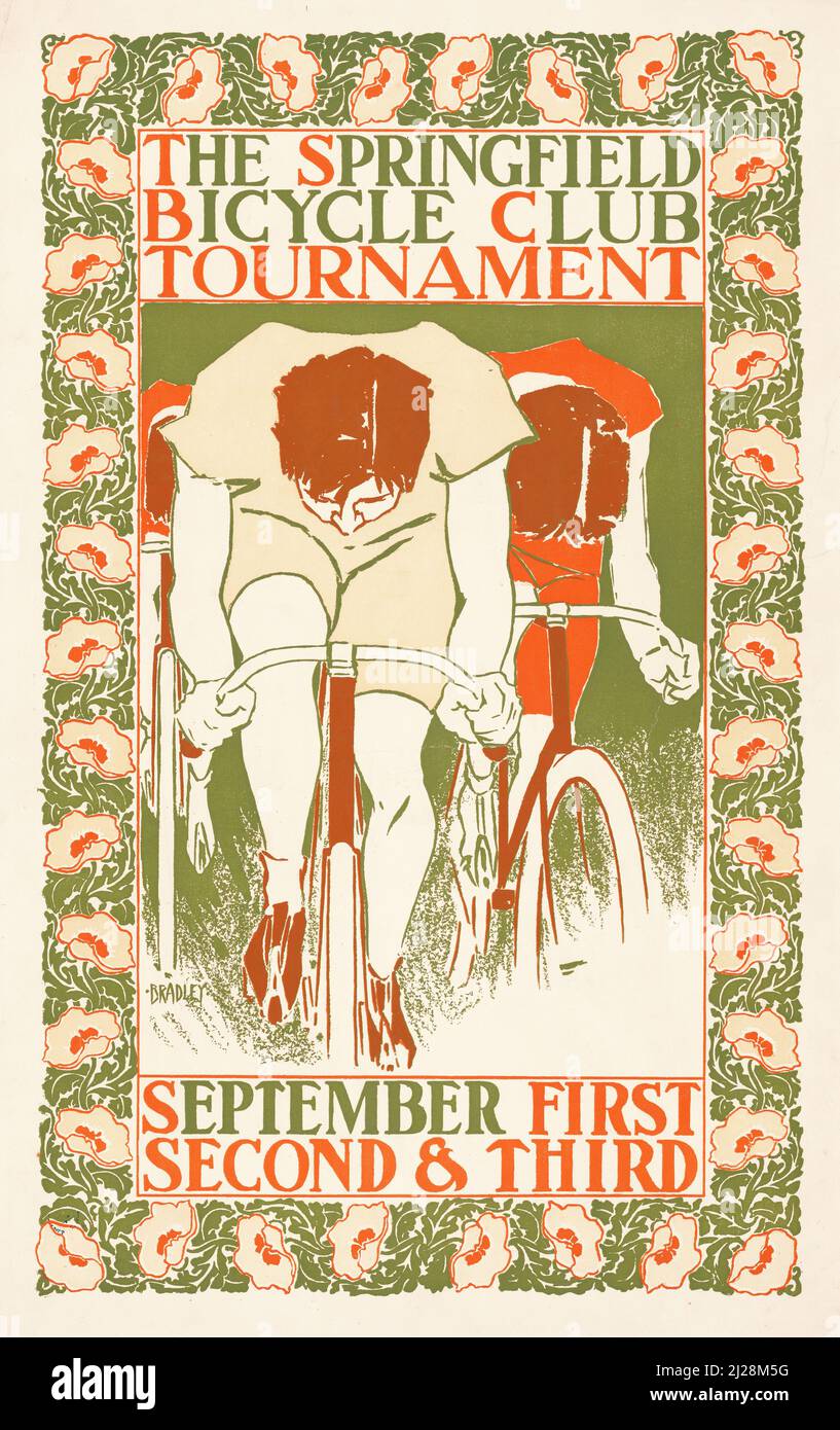 Will Bradley Kunstwerk - das Springfield Fahrrad Club Turnier (1895) American Art Nouveau - Alte und Vintage-Poster Stockfoto