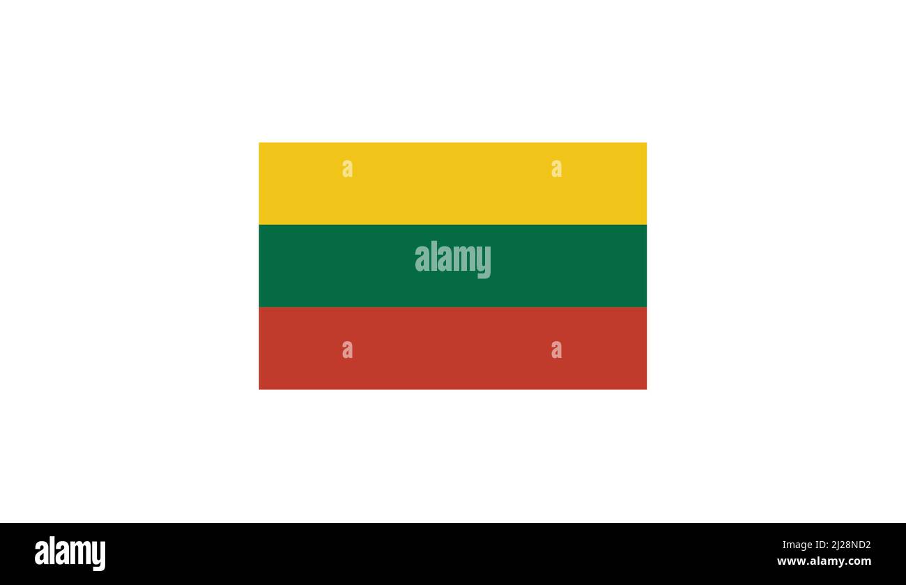 Nationale Flagge Litauens auf weißem Hintergrund. Vektorgrafik Illustrator Stock Vektor