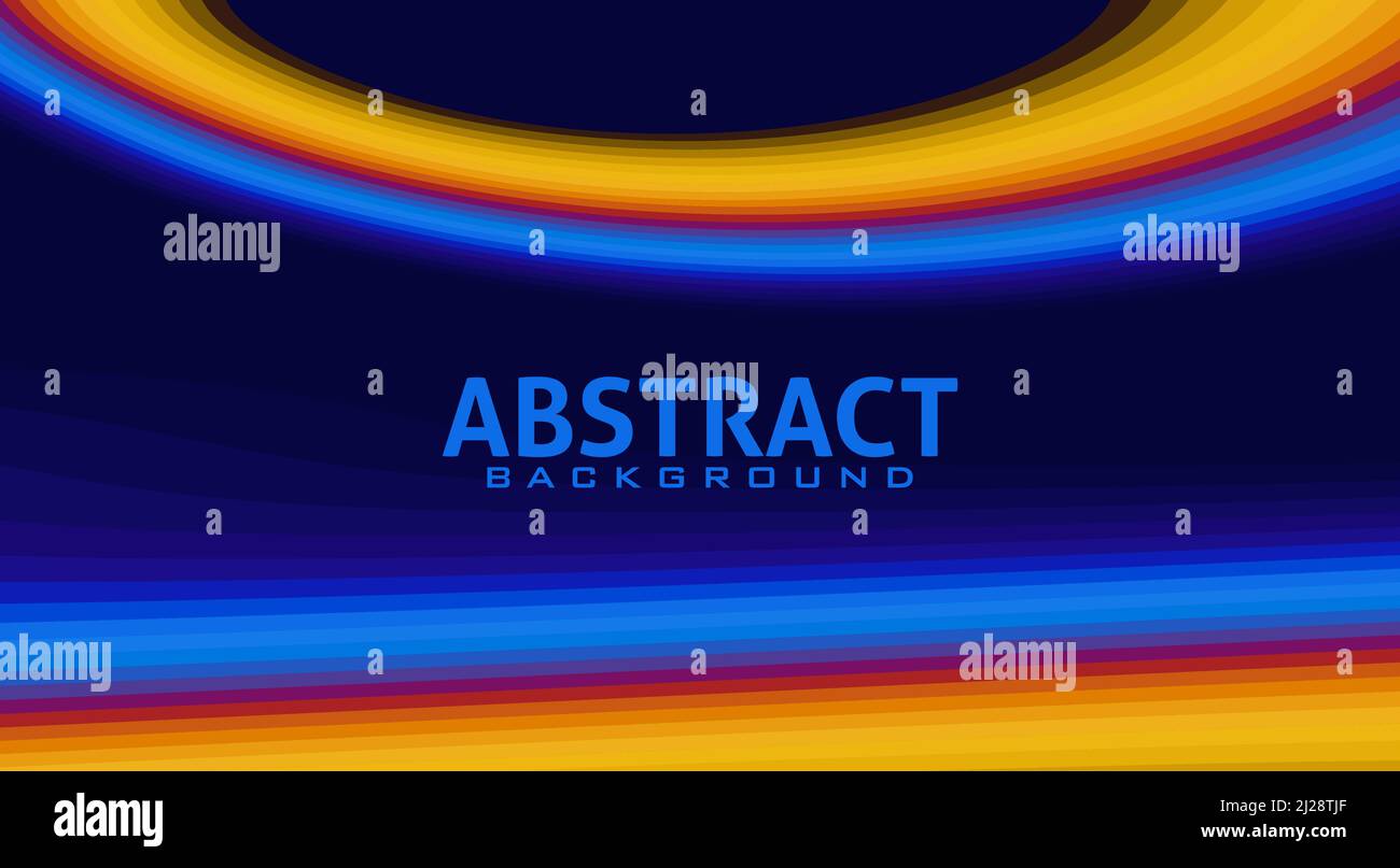 Abstrakter blauer Hintergrund mit gelber und roter Linie. Modernes futuristisches Vektorgrafik-Muster Stock Vektor